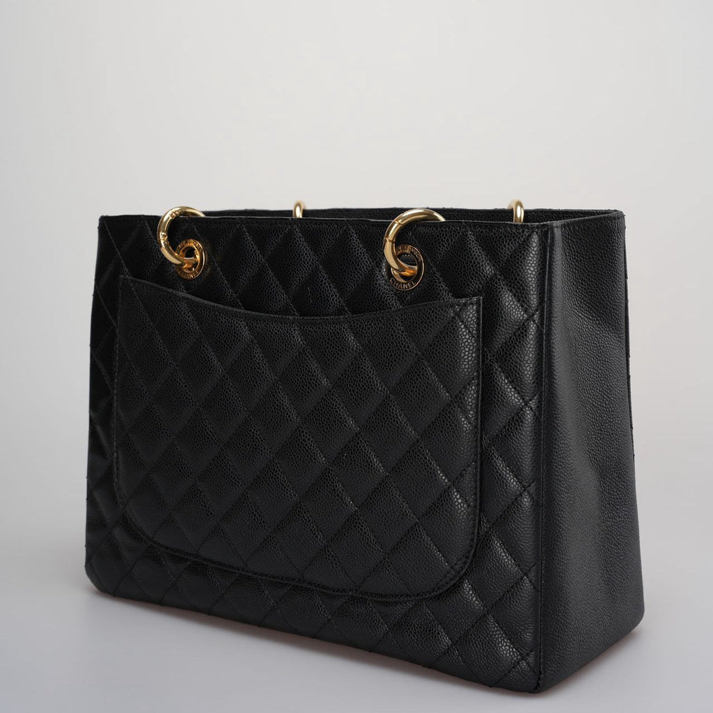 Chanel GST Black Bag in Cavier Leather with Gold Hardware from 2014 part 1