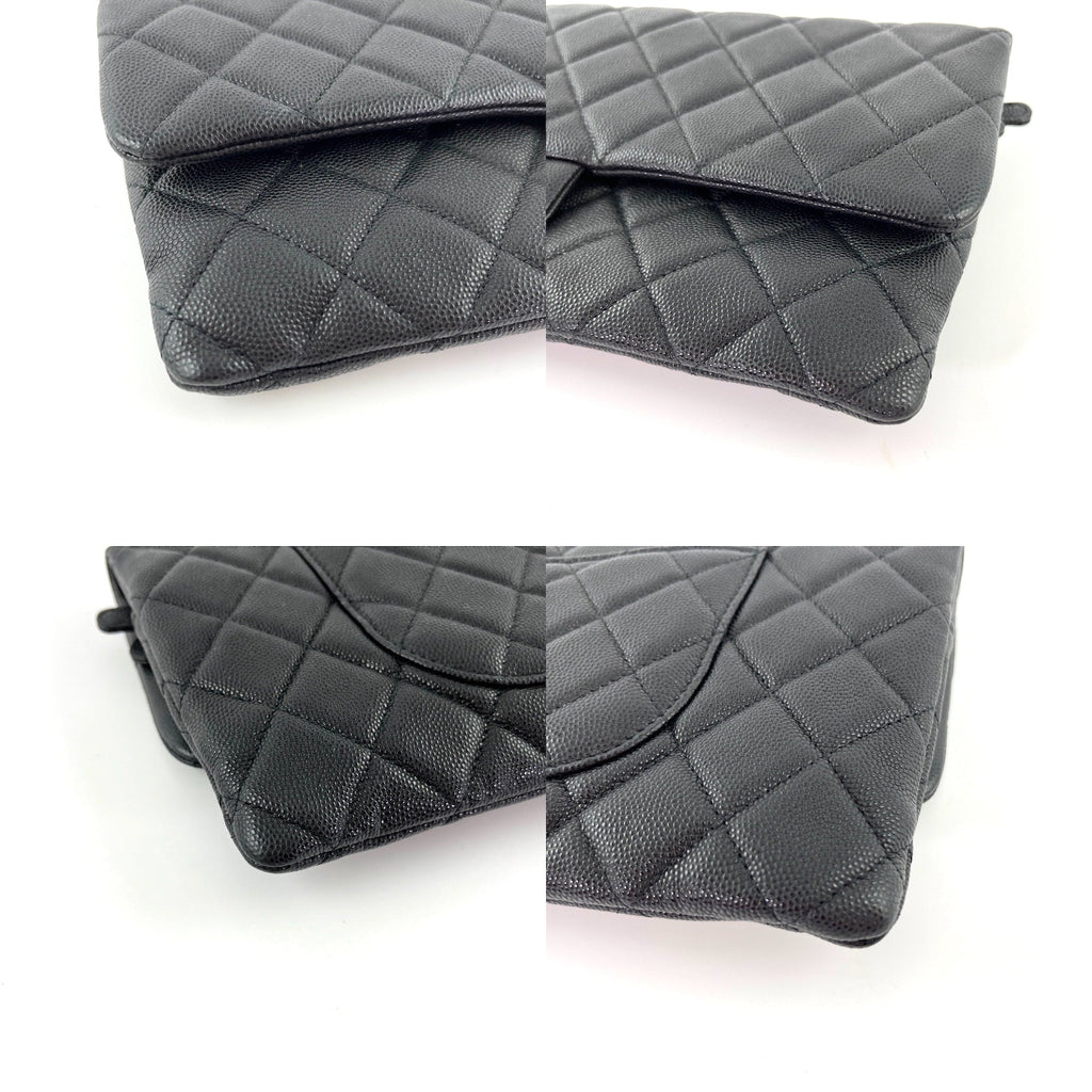 CHANEL Classic 2021 Black Quilted Caviar Flap Clutch Bag