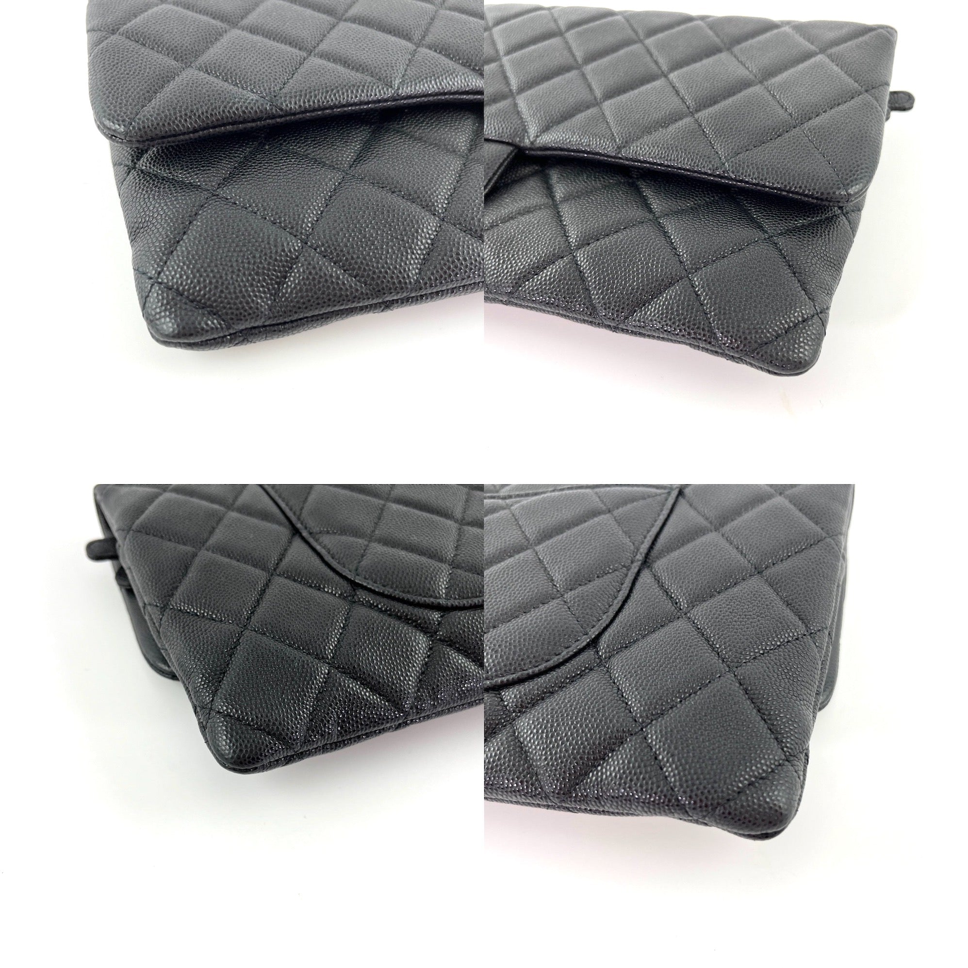 CHANEL Classic 2021 Black Quilted Caviar Flap Clutch Bag
