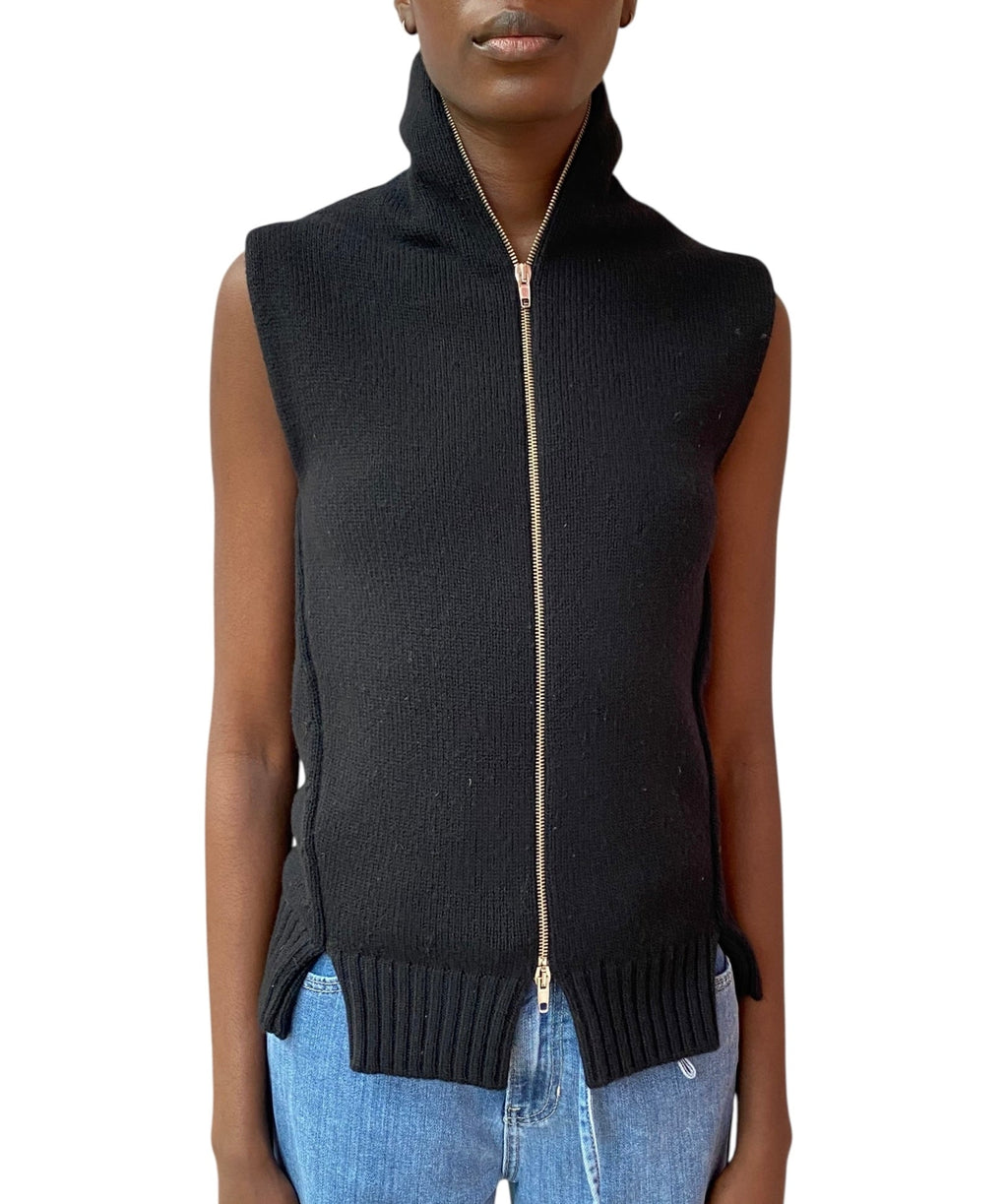 Maison Margiela Black Vintage Double Layered Wool Vest - S