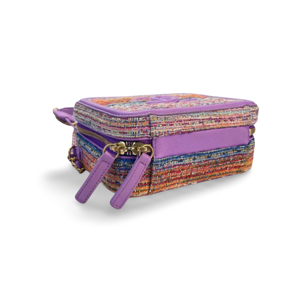 Chanel Tweed Vanity Case Bag with Gold Hardware Small Multi-Color