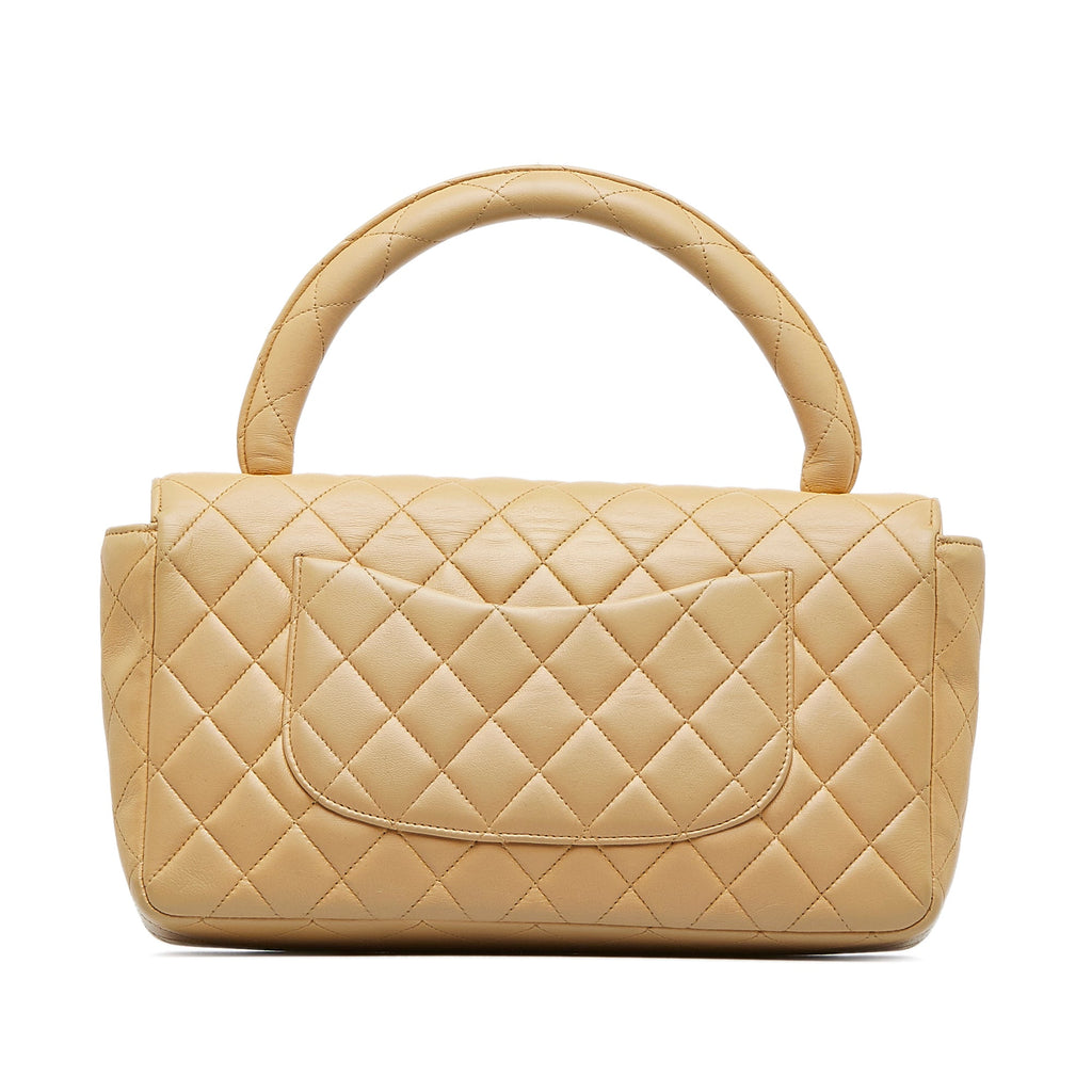 Vintage Twin Top Handle Flap Bag Quilted Lambskin Medium