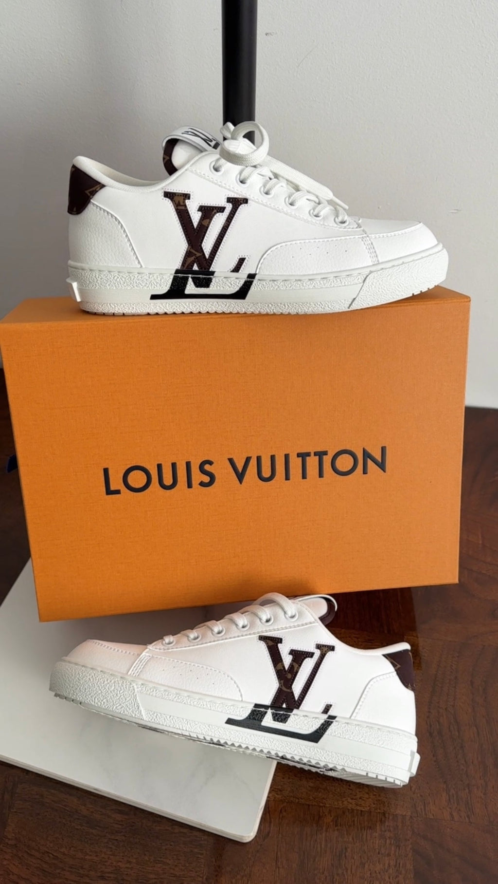 Louis Vuitton White Leather Low Top Monogram Charlie Sneaker - 36.5