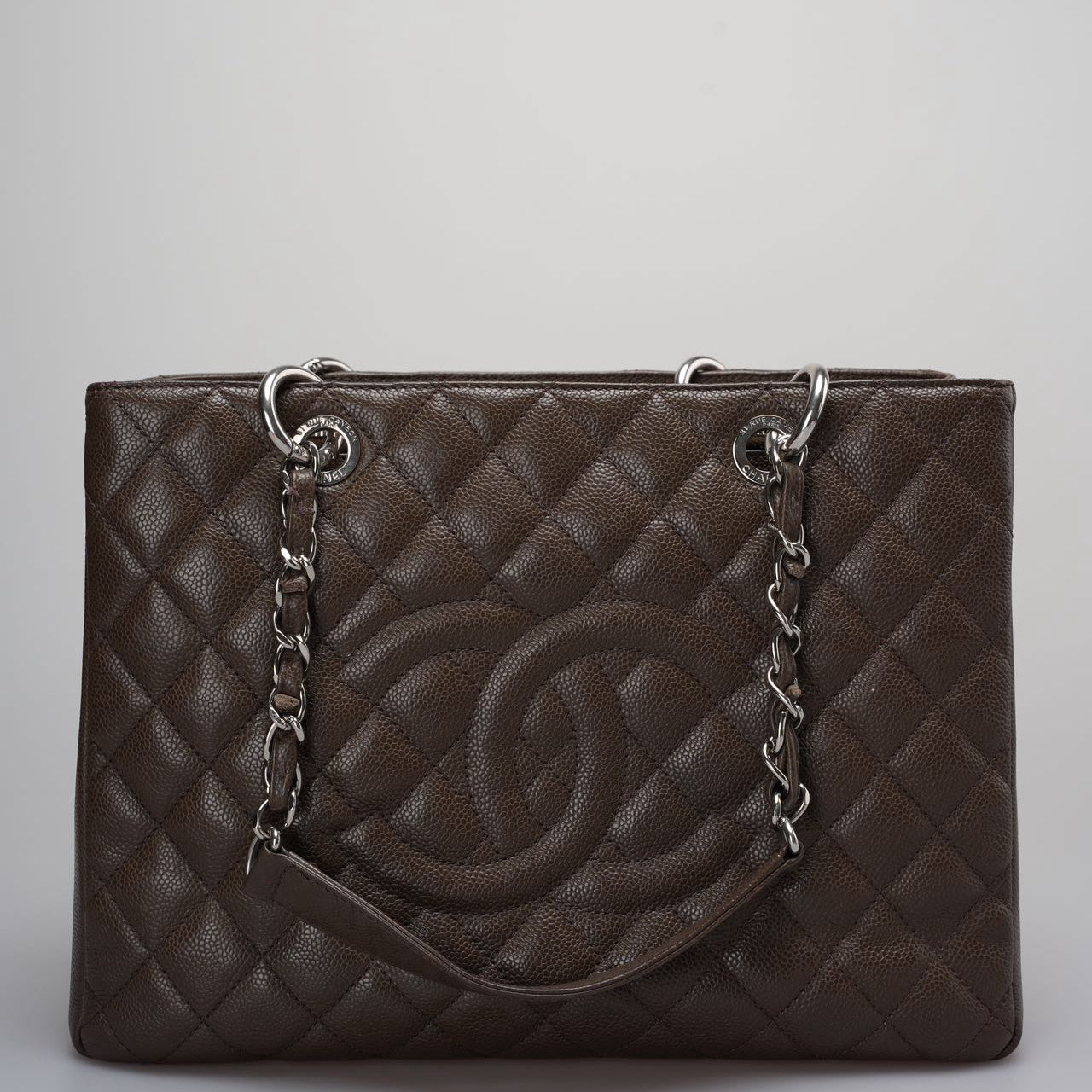 Chanel Brown GST Grand Shopping Tote  Bag in Caviar Leather with  Silver Hardware