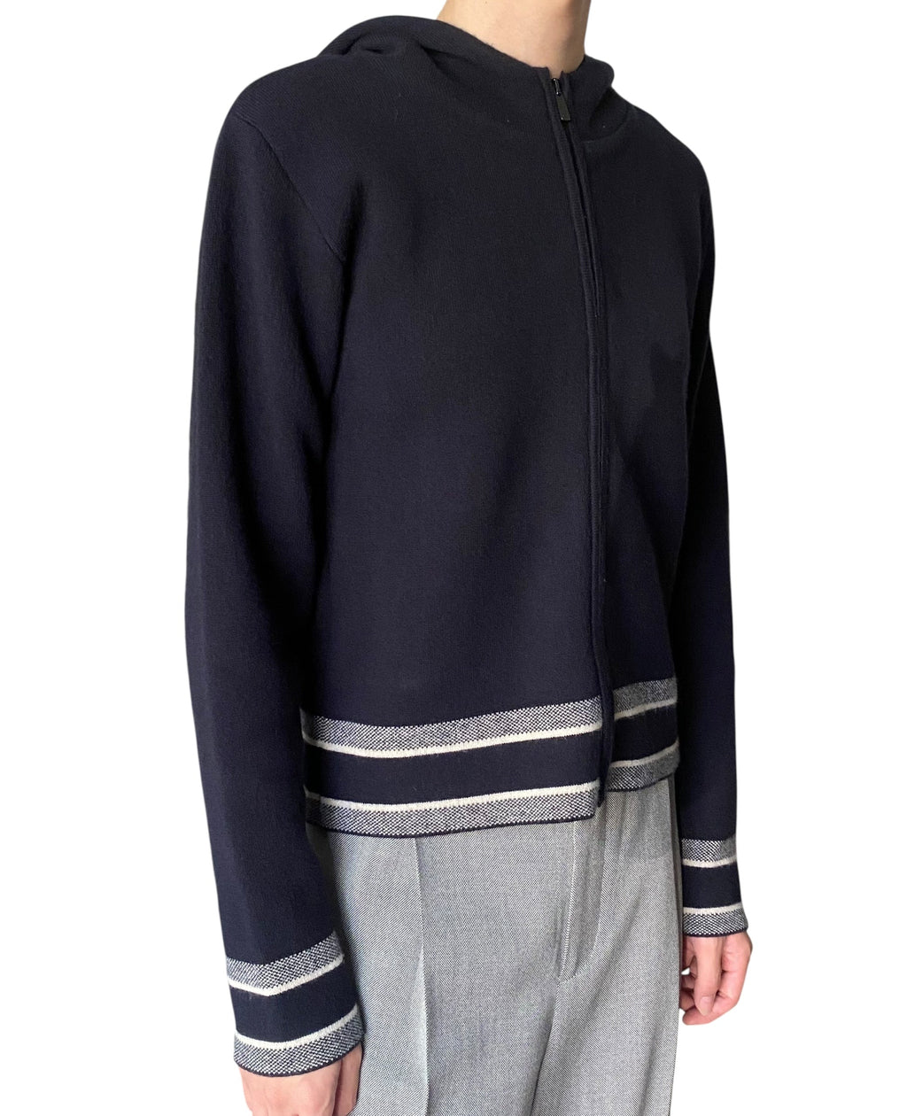 Christian Dior Navy Cashmere Logo Hoodie - US 4