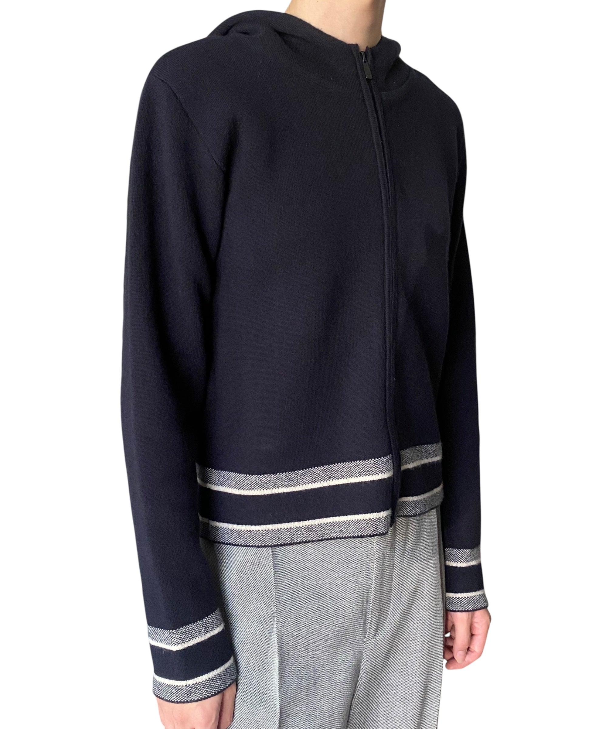 Christian Dior Navy Cashmere Logo Hoodie - US 4