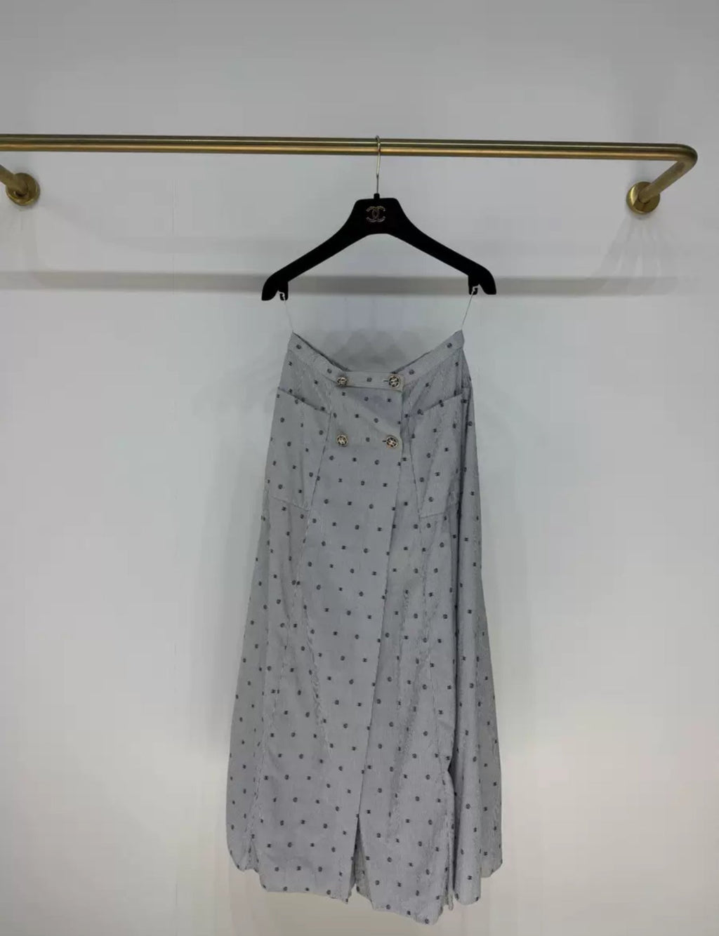 Chanel 22S polka dot striped skirt