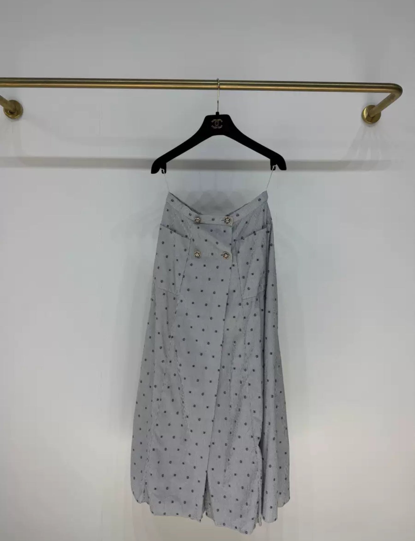 Chanel 22S polka dot striped skirt