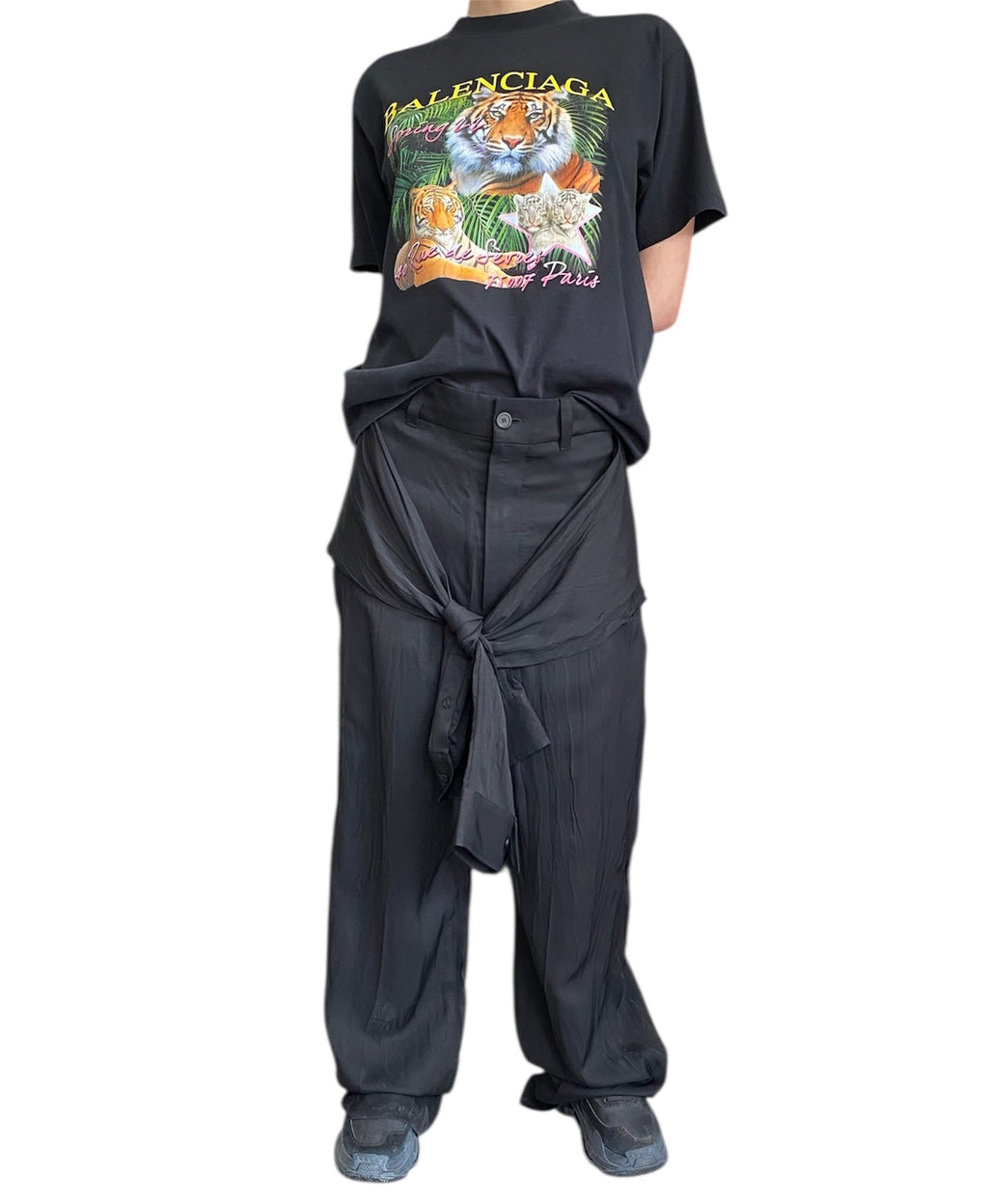 Balenciaga Black Unisex Crinkle Shirt Trousers - XXS / 6