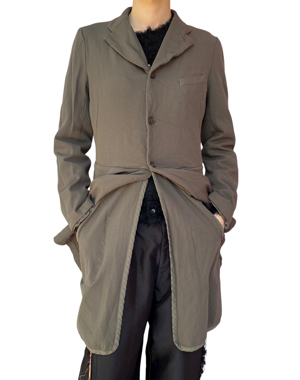 Comme Des Garçons Army Green Layered Coat - L / US 10
