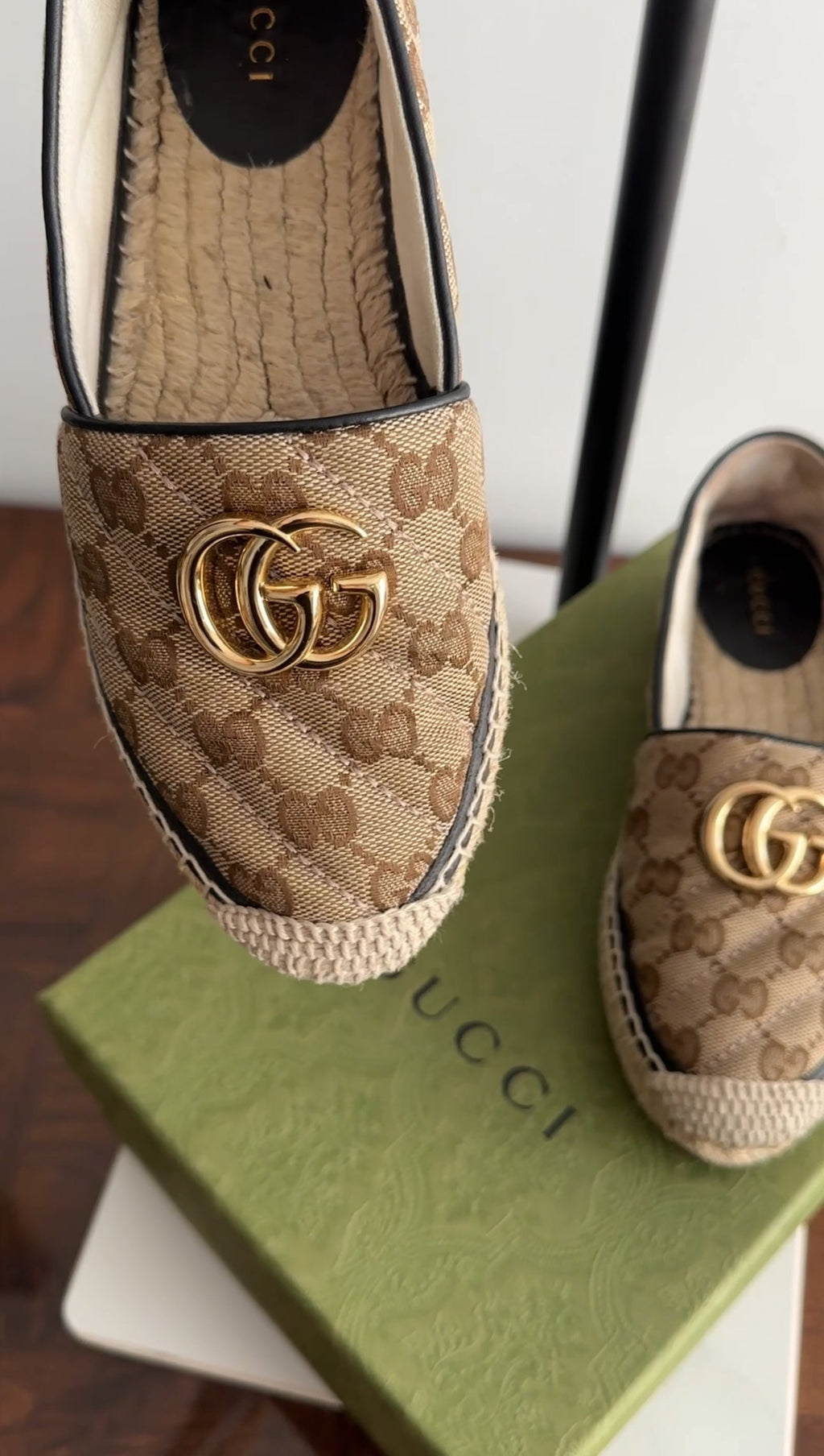 Gucci Brown Monogram Canvas GG Flat Espadrilles - 35.5 / 5