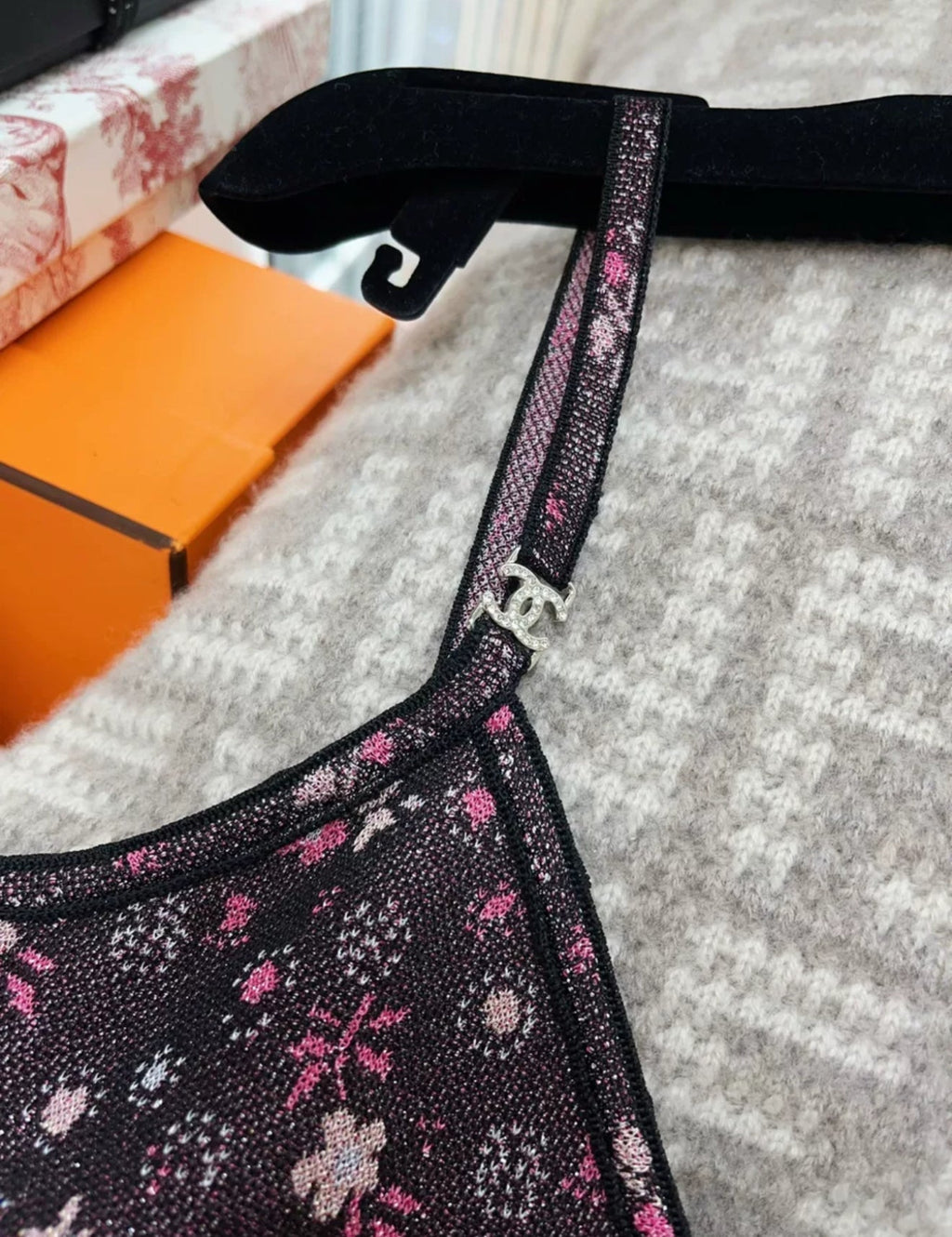 Chanel 24B colorful flower knitted top
