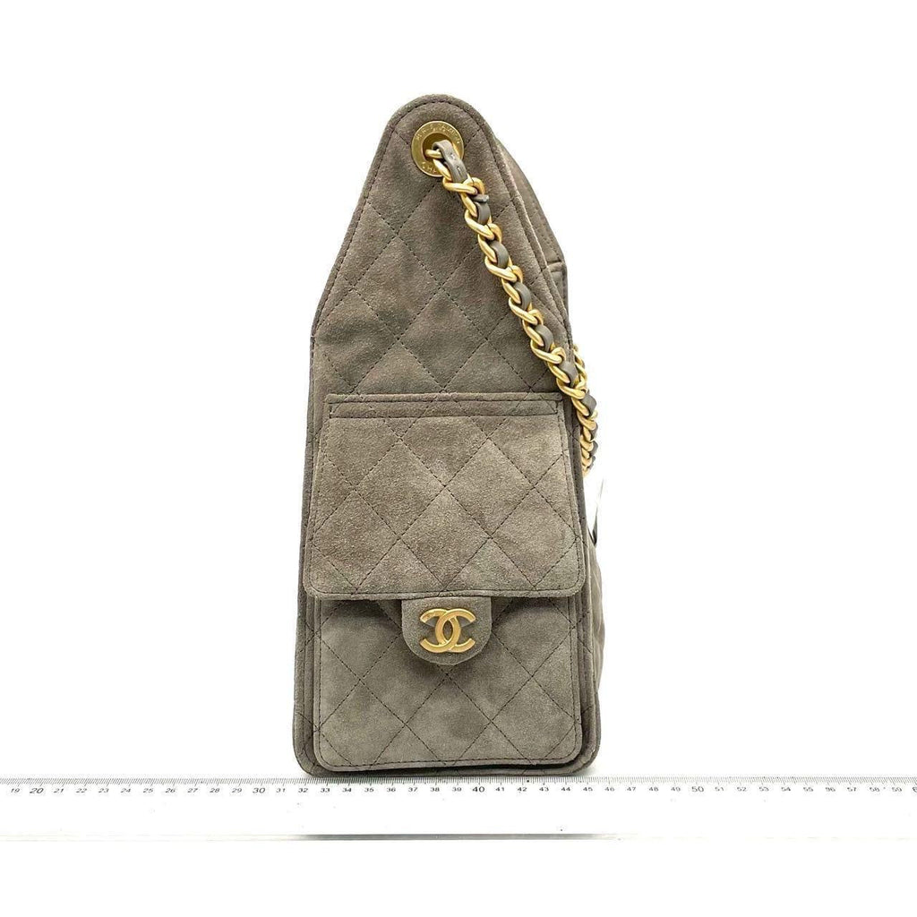 Chanel 25 Hobo Small suede Grey Gold Hardware