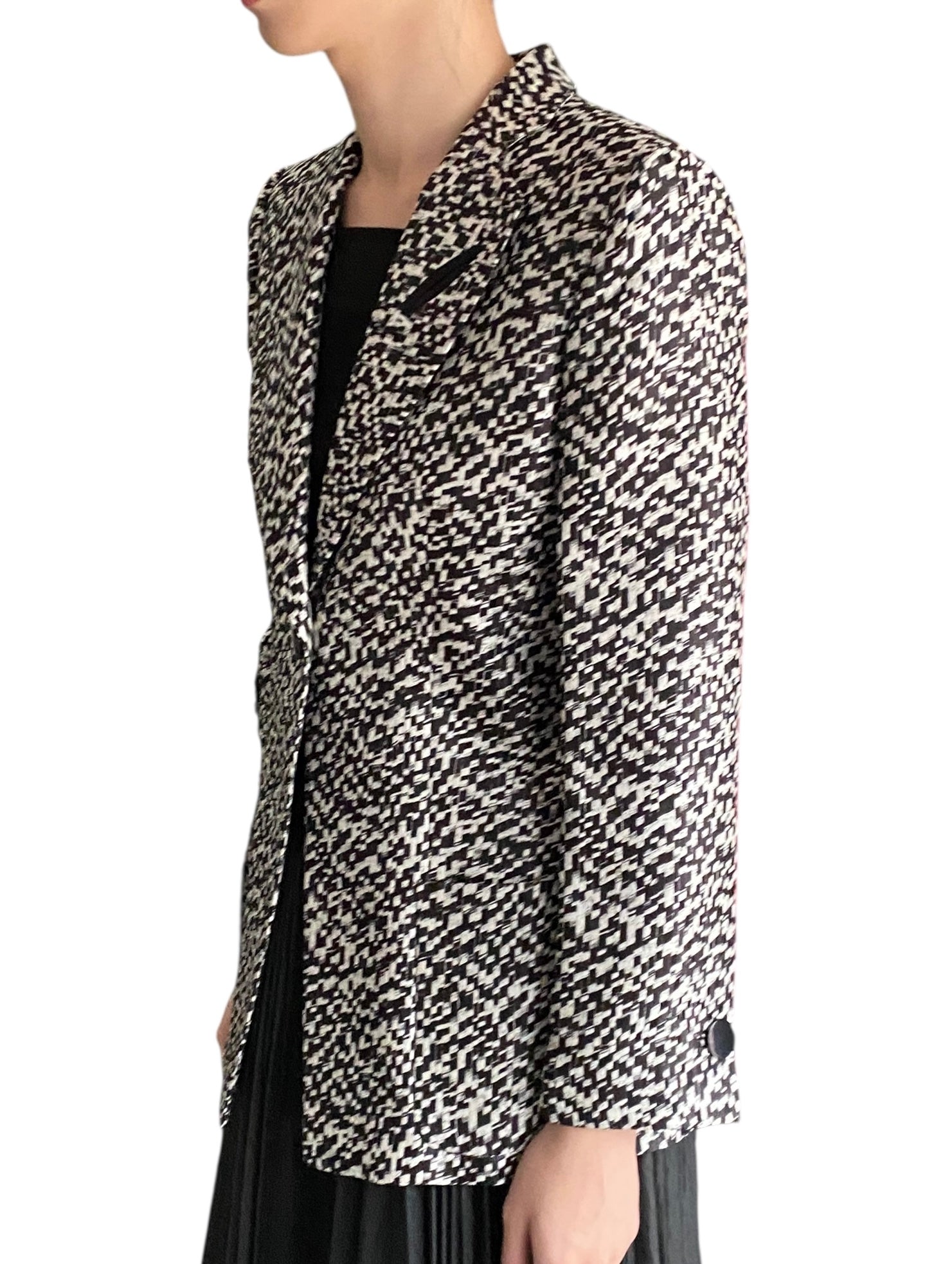 Giorgio Armani Black Silk Geo Print Blazer - 44 / US 10