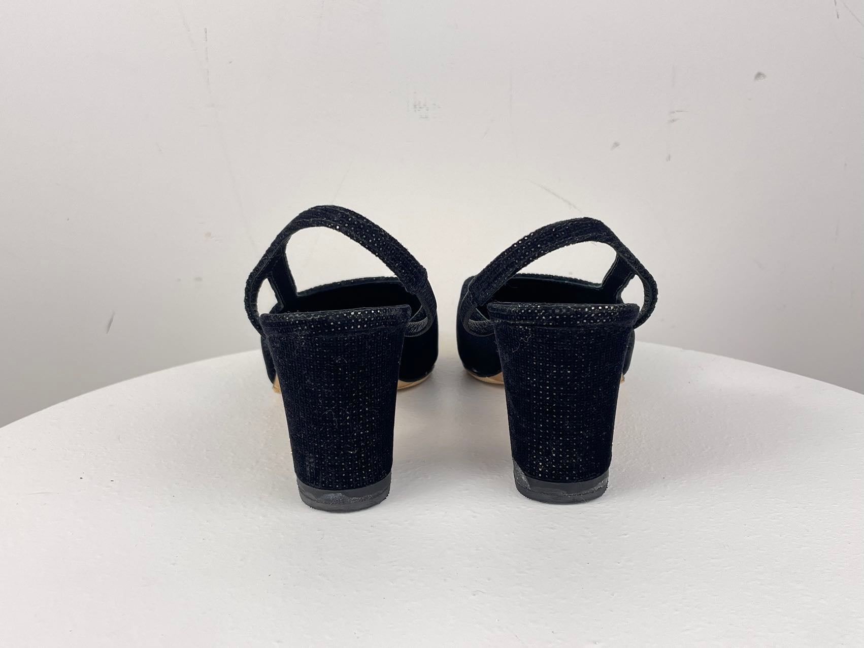 Chanel Tweed Black Gold Slingback Pumps with CC Logo 36