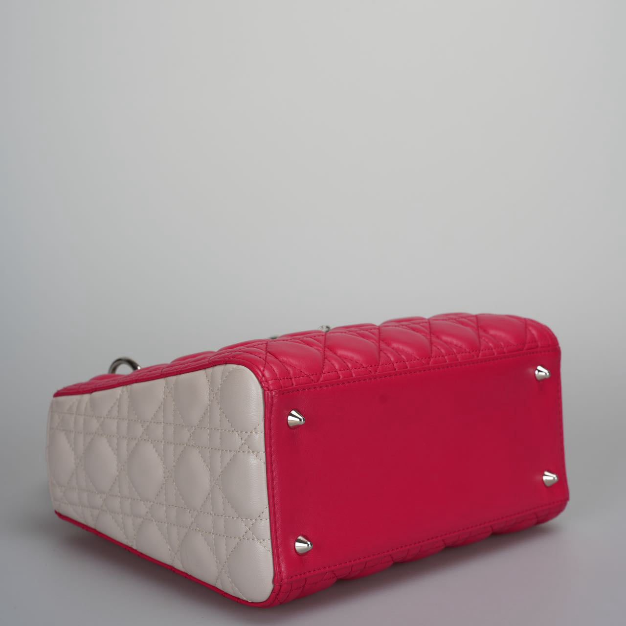 Christian Dior Lady Dior Bag Cannage Medium Handbag in Lambskin Leather  Red White