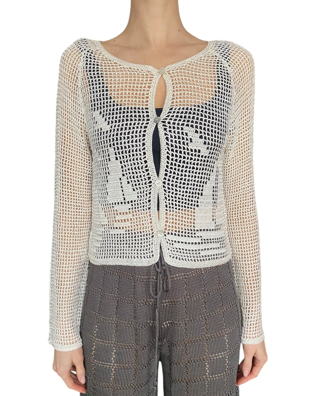 Calle Del Mar White Nautical Crochet igan - L / US 6