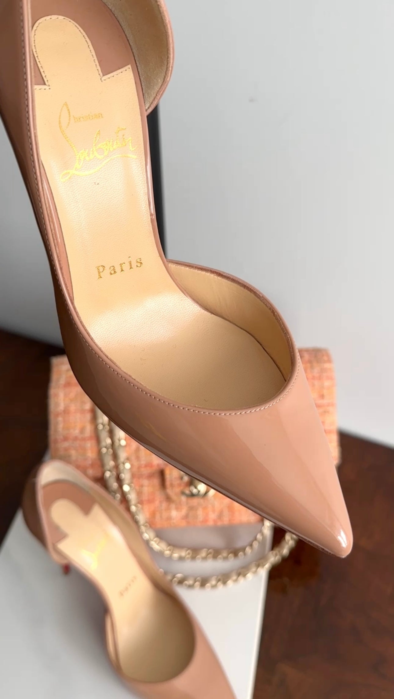 Christian Louboutin Iriza Nude Patent 100 Pumps - 37.5