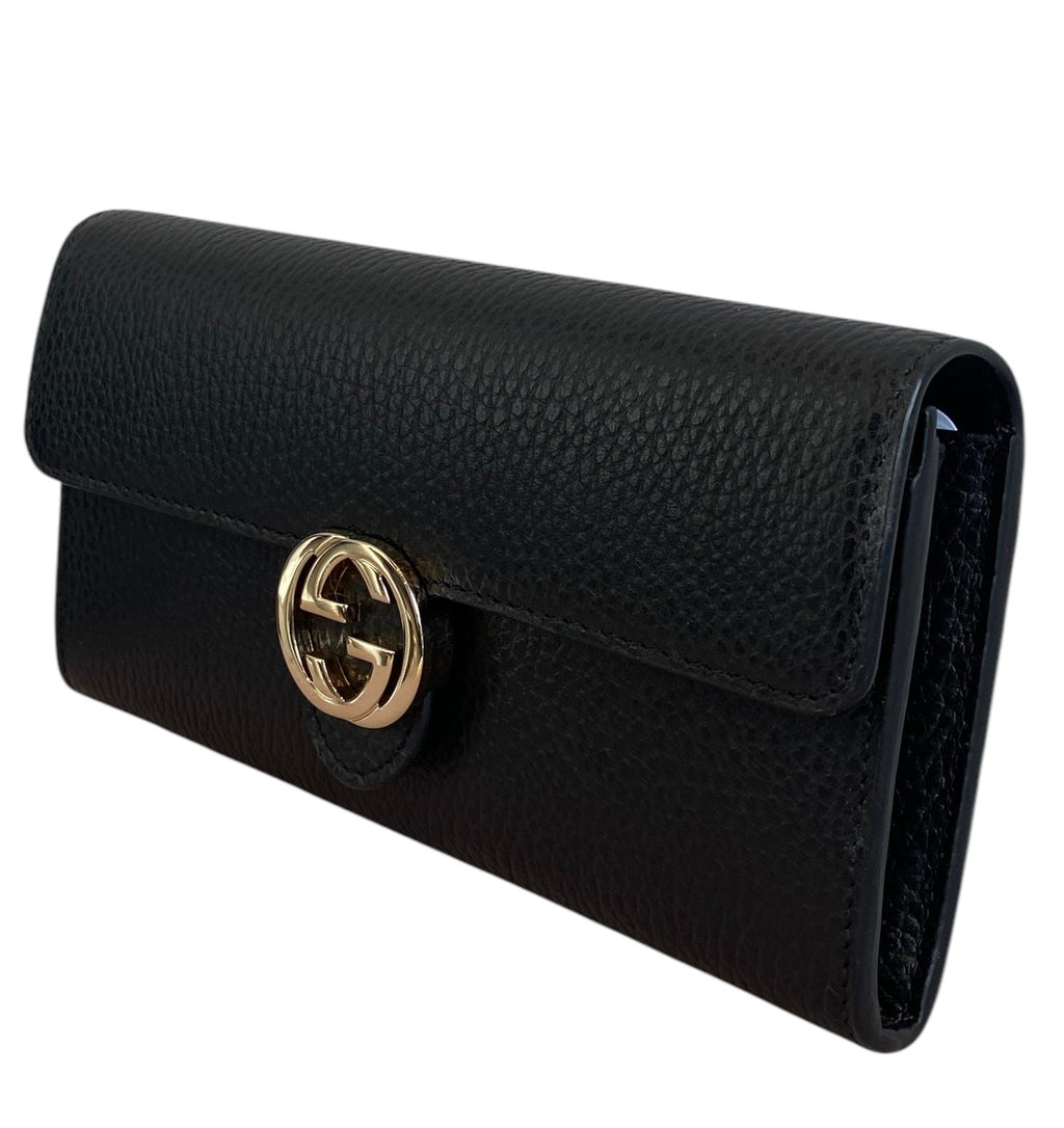 Gucci Long Black Leather weather Wallet
