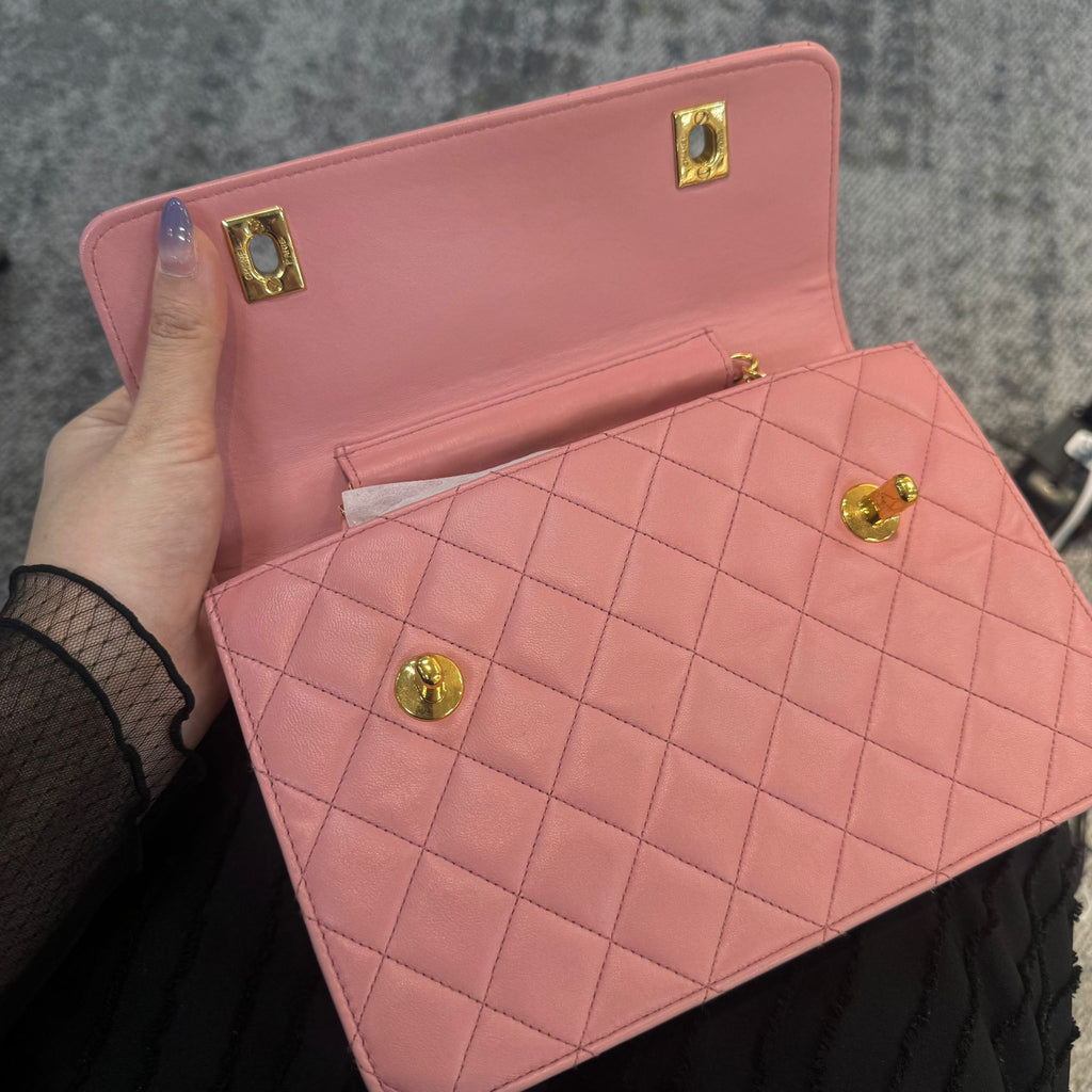 Vintage Chanel Pink CC Double Turn Lock Bag
