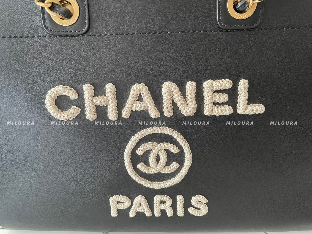 Chanel Black Large Deauville Tote Bag in Calfskin Leather Limited Edition
