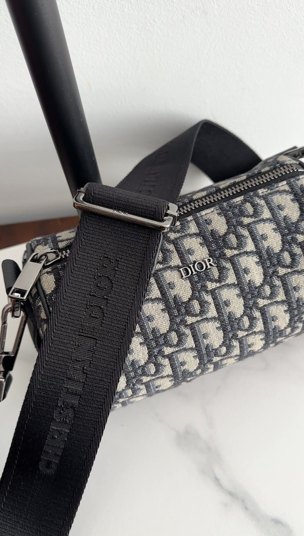 Christian Dior Navy Oblique Canvas Roller Messenger Bag