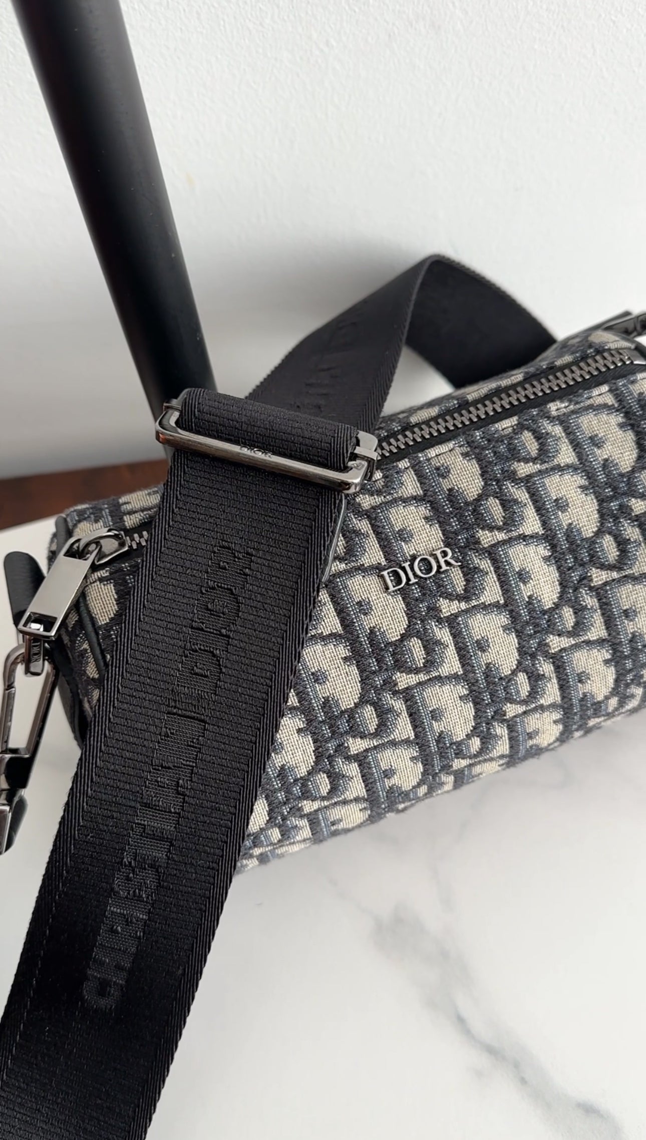 Christian Dior Navy Oblique Canvas Roller Messenger Bag