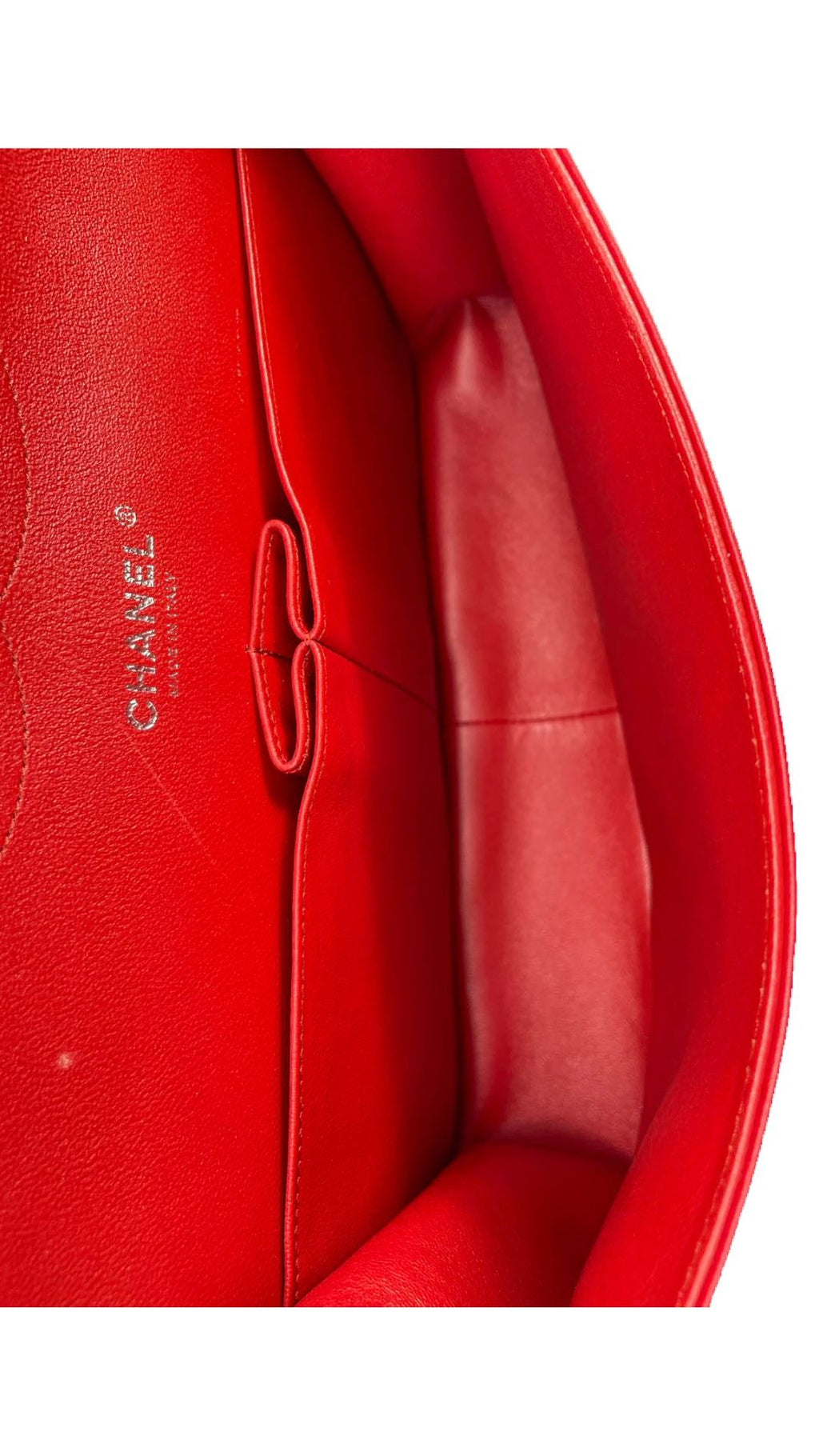 Chanel Red Timeless Classic jumbo Bag in Lambskin silber Hardware