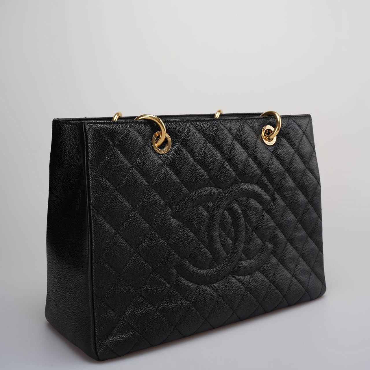 Chanel Medium Grand Shopping Tote Black GST Bag in Caviar Leather with Gold Hardware 2014