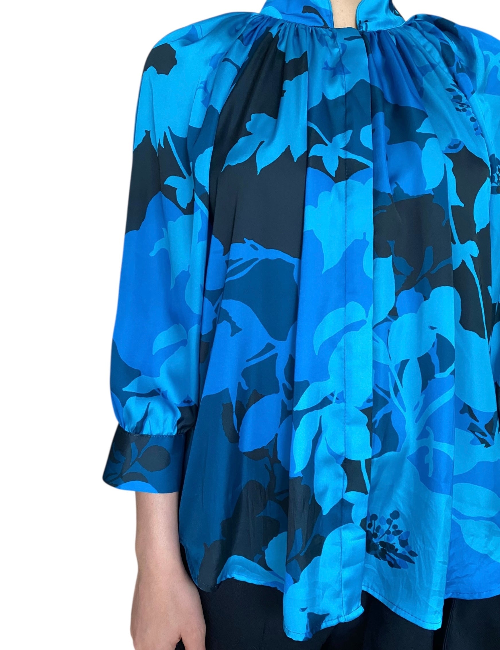 Smythe Blue Floral Printed Blouse - M