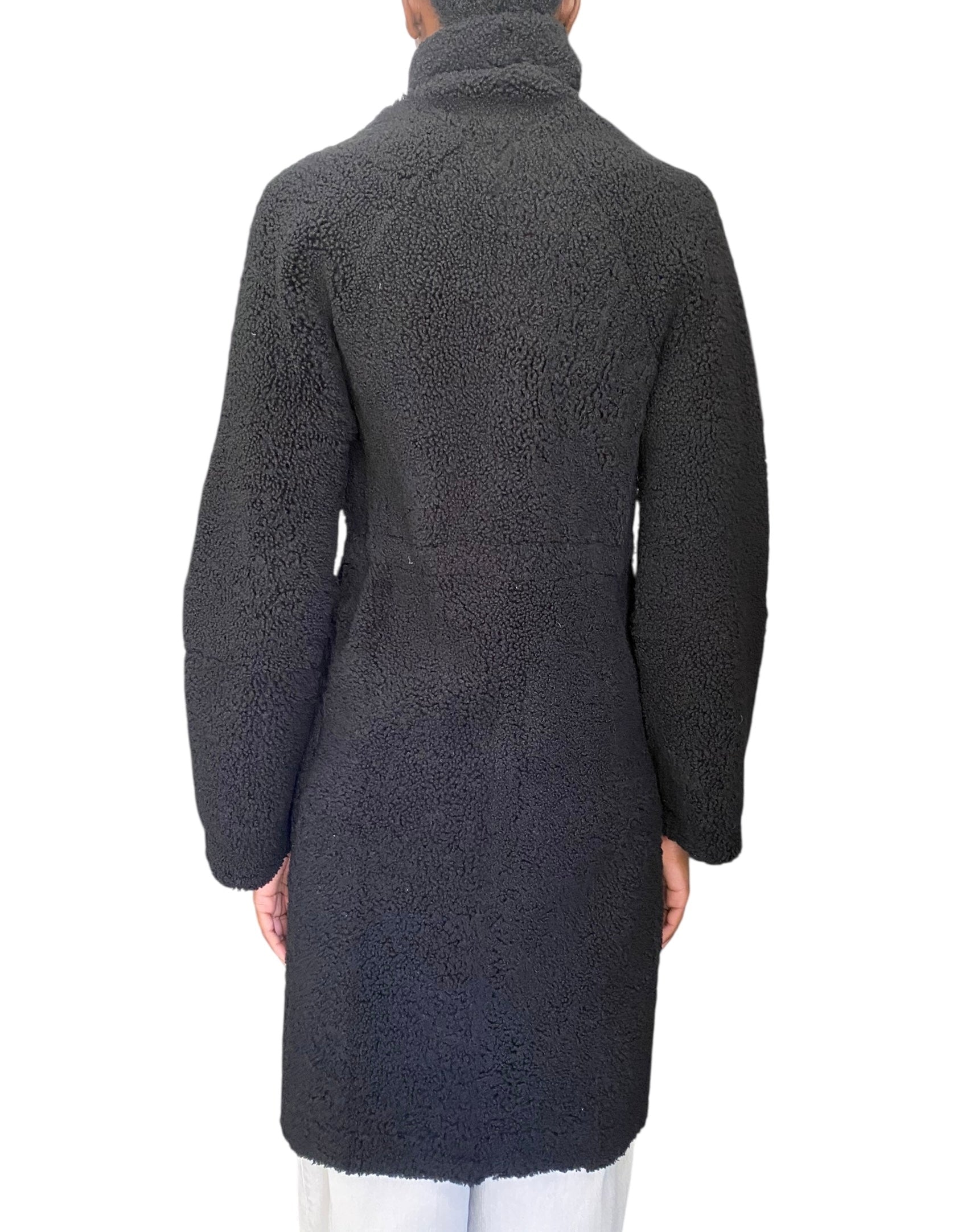 Yves Salomon Black Shearling Coat - 36 / US 4