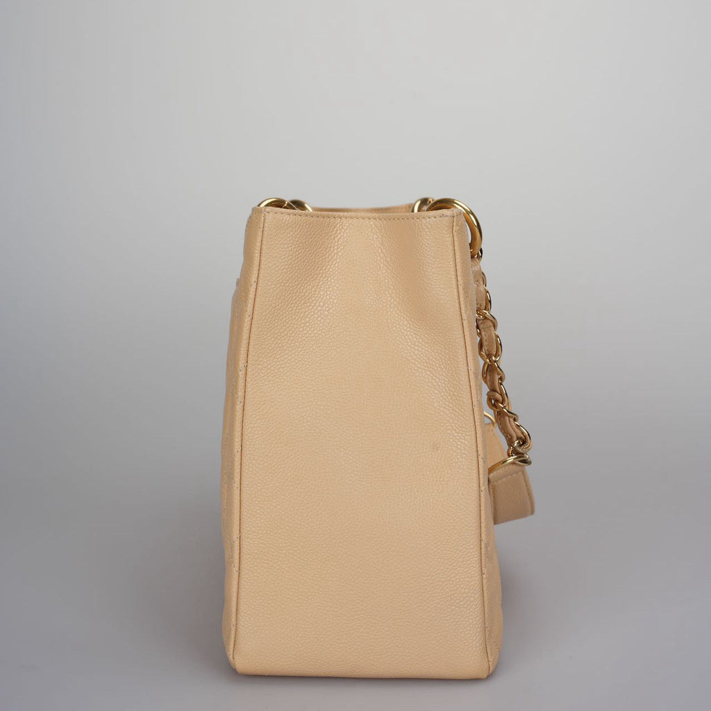 Chanel Beige Grand Shopping Tote Beige GST Bag in Caviar Leather with Gold Hardware