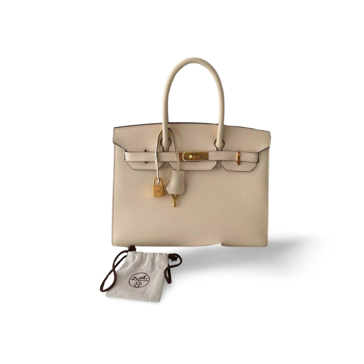 Hermes Birkin Bag 30cm Sellier in Nata Epsom Leather Gold Hardware 2021