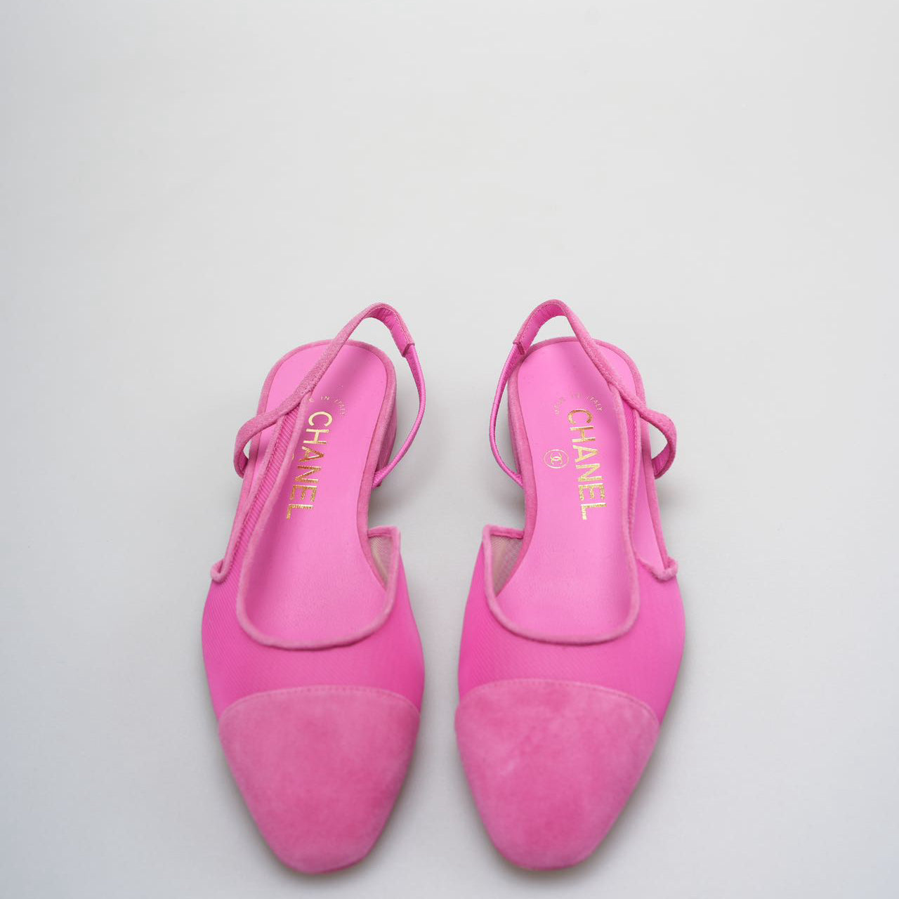 Chanel Slingback Suede Ballet Flats in Pink Size 35.5