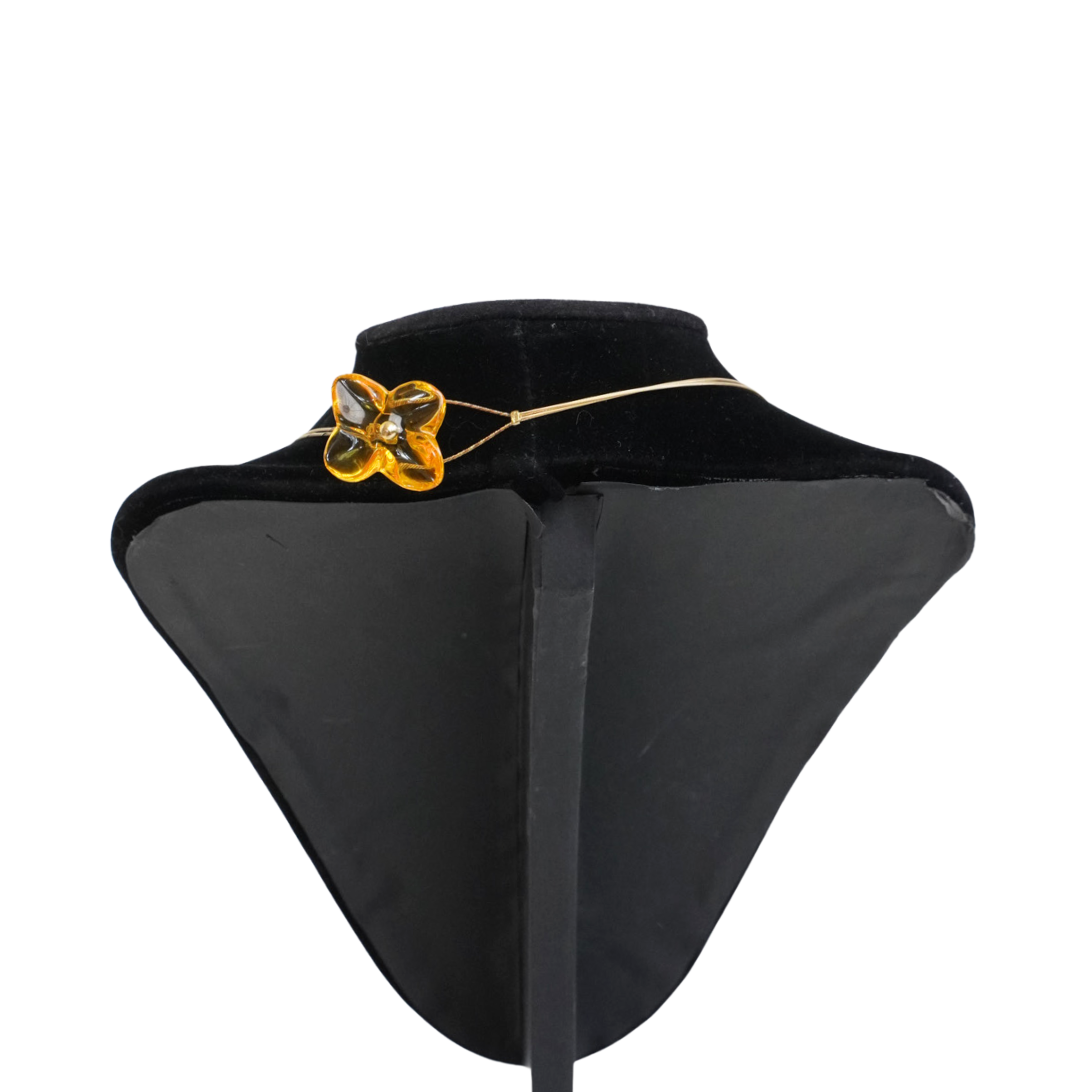Baccarat Gold 'Hortensia Flower' Crystal Necklace