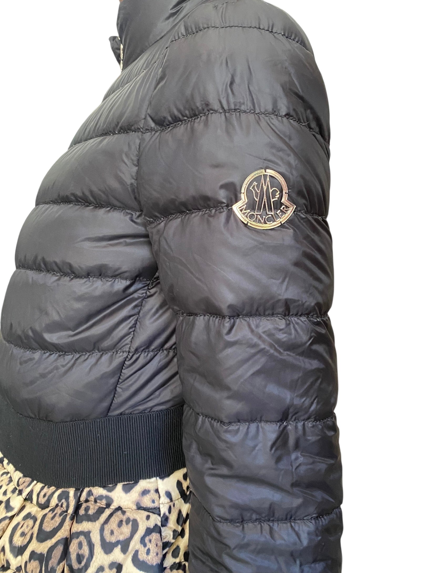 Moncler Black Animal Print Puffer Jacket - 0 / XXS
