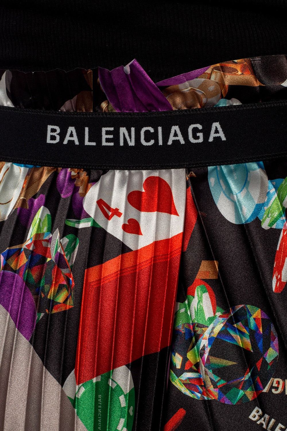 BALENCIAGA ASYMMETRICAL MULTI COLOR PLEATED SKIRT WITH LOGO