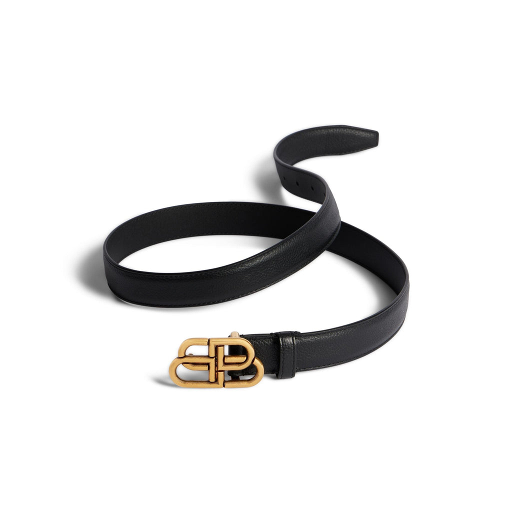 BALENCIAGA BB LOGO CALFSKIN LEATHER BELT