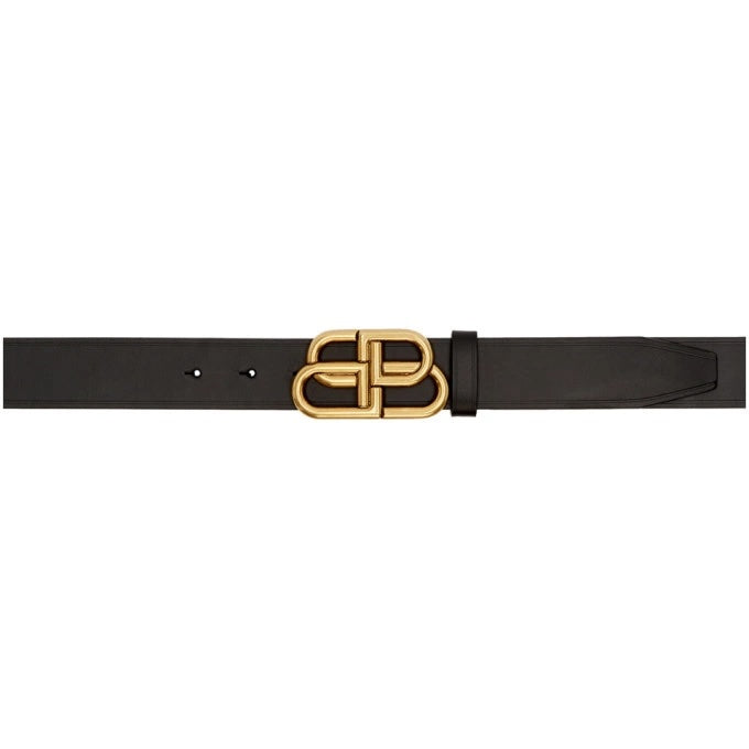 BALENCIAGA BB LOGO CALFSKIN LEATHER BELT