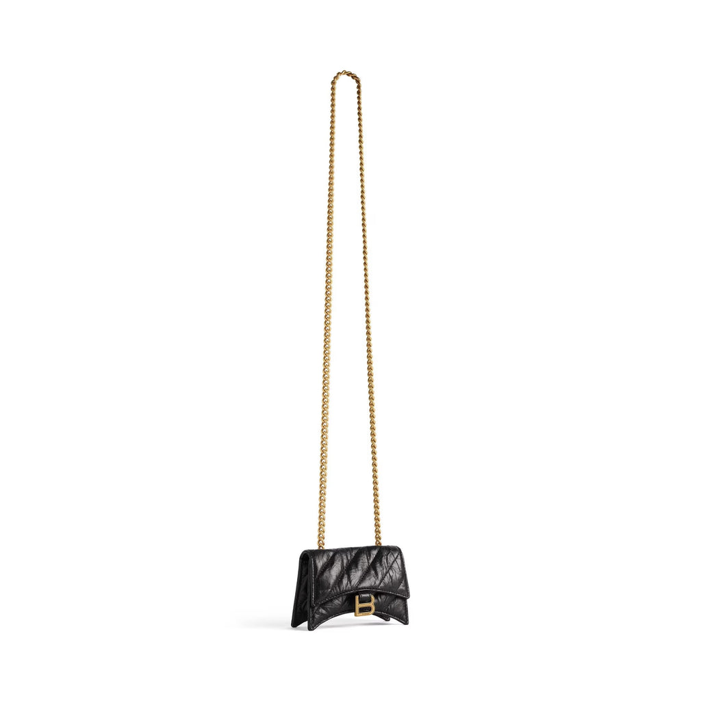 BALENCIAGA CRUSH QUILTED LEATHER MINI CHAIN BAG