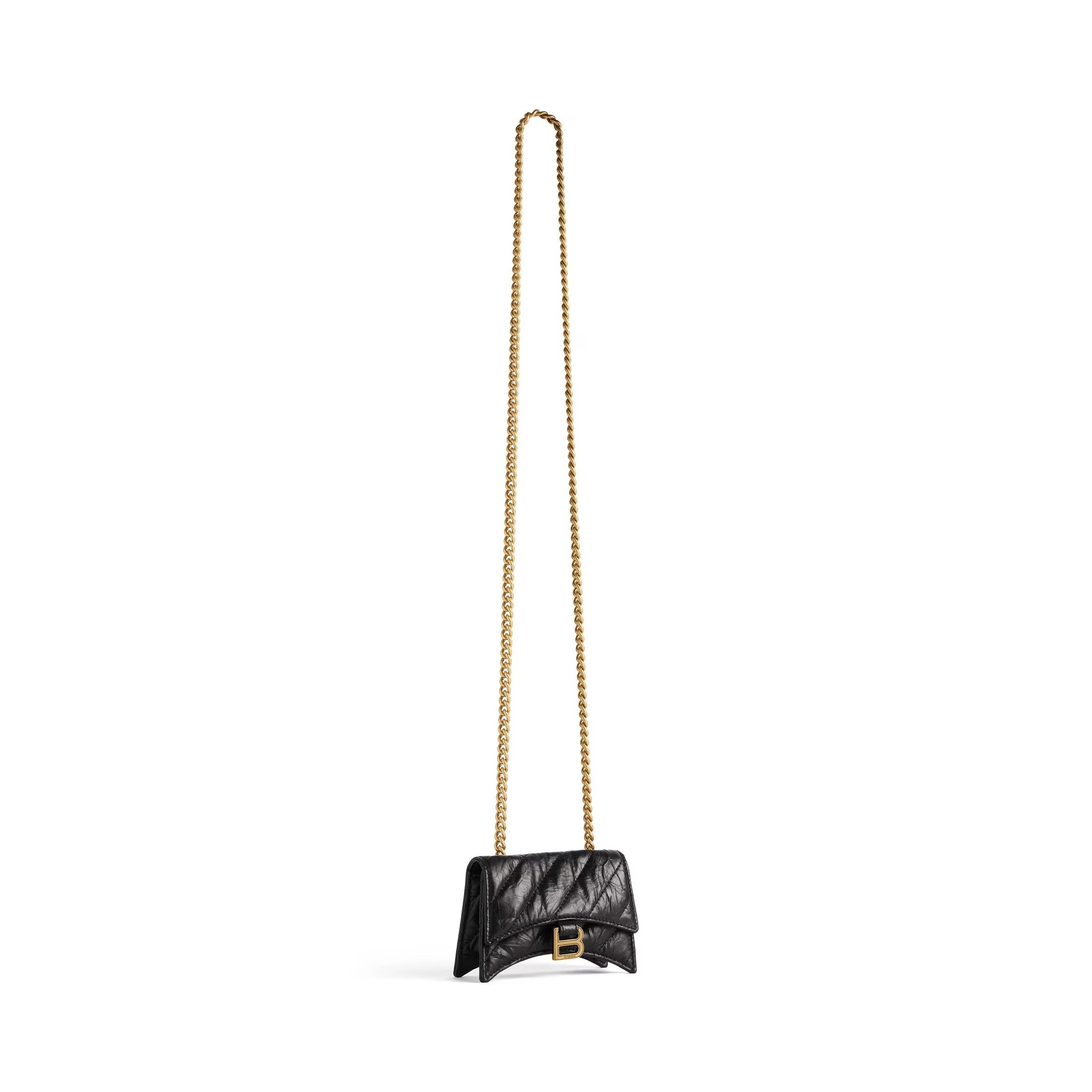 BALENCIAGA CRUSH QUILTED LEATHER MINI CHAIN BAG