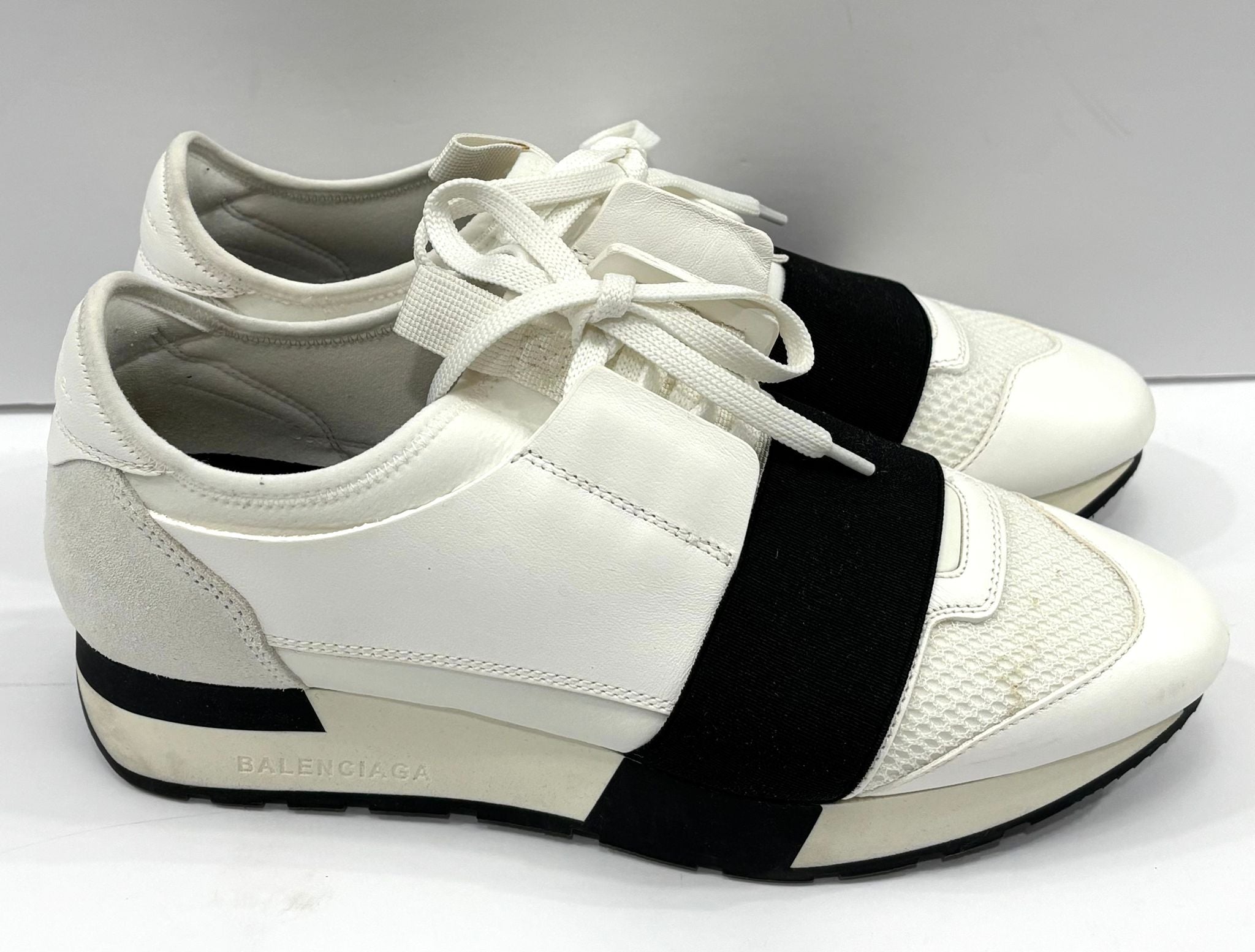 BALENCIAGA RACE RUNNER CALFSKIN & MESH SNEAKERS