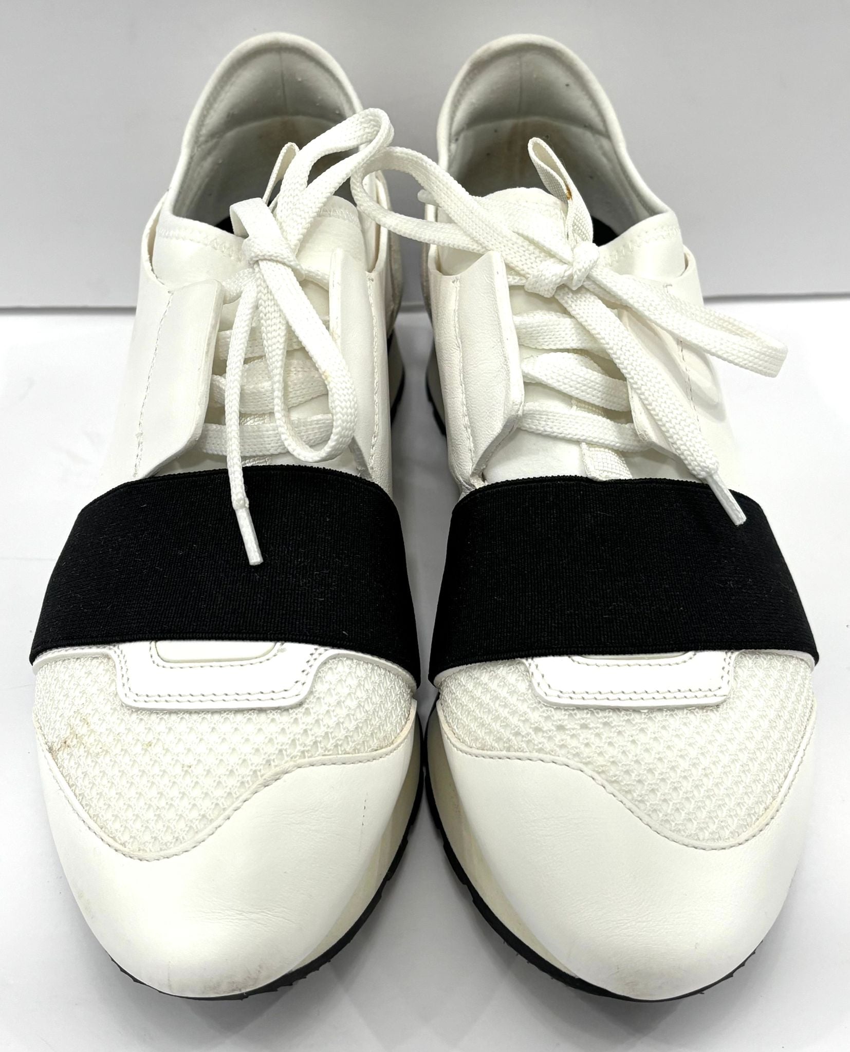 BALENCIAGA RACE RUNNER CALFSKIN & MESH SNEAKERS
