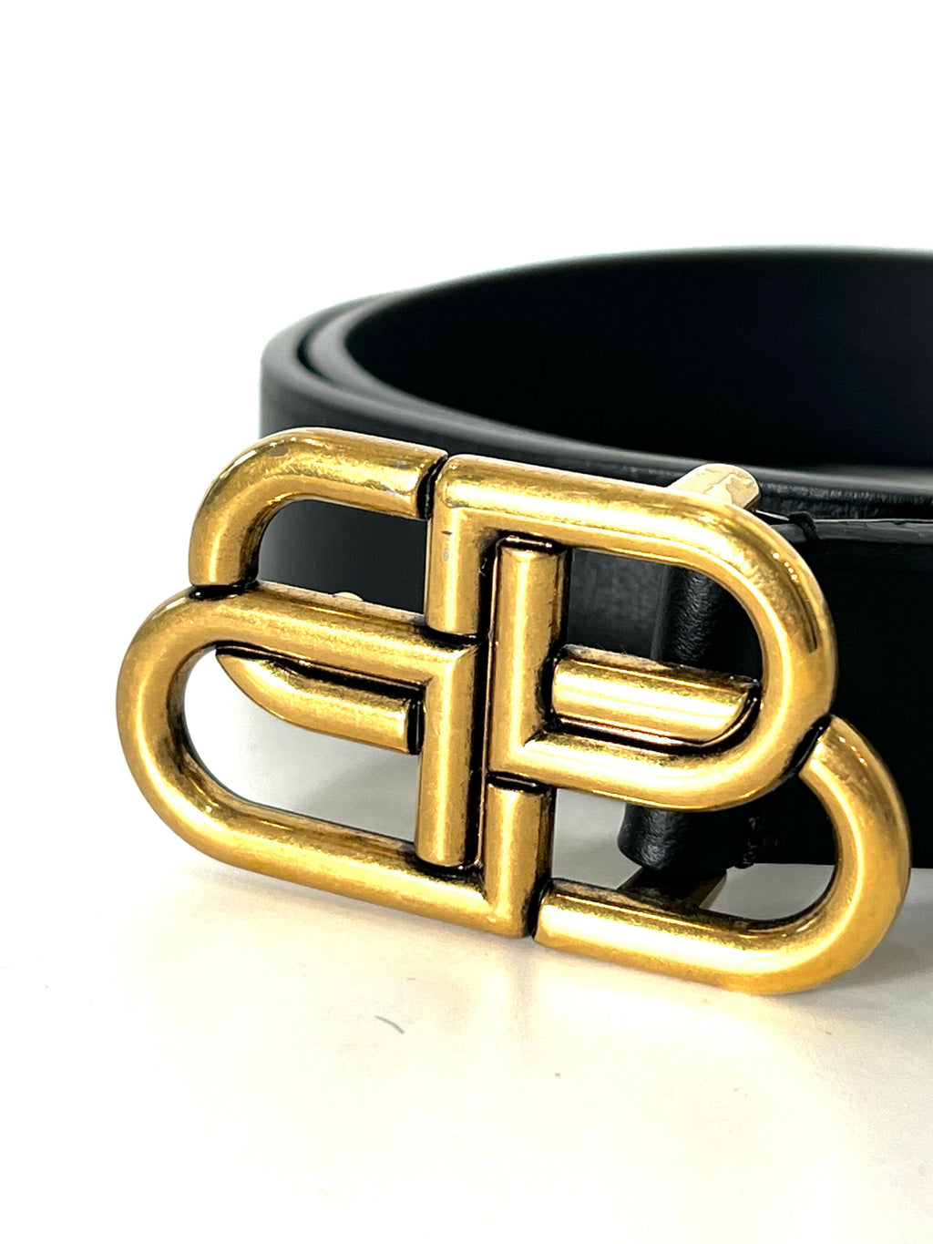 BALENCIAGA BB LOGO CALFSKIN LEATHER BELT