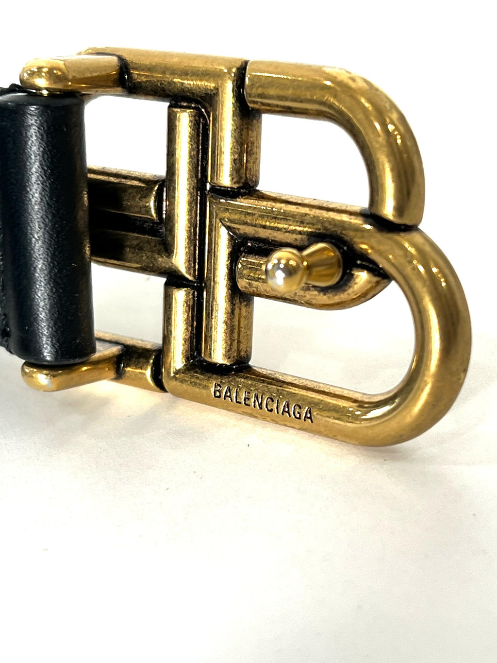 BALENCIAGA BB LOGO CALFSKIN LEATHER BELT