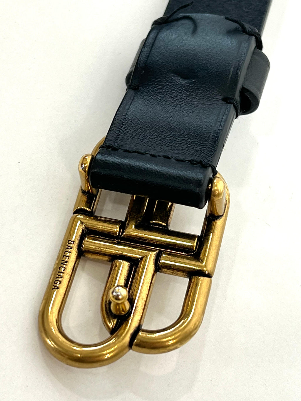 BALENCIAGA BB LOGO CALFSKIN LEATHER BELT