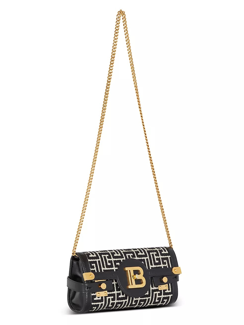 BALMAIN B-BUZZ 23 SMALL JACQUARD CROSSBODY BAG