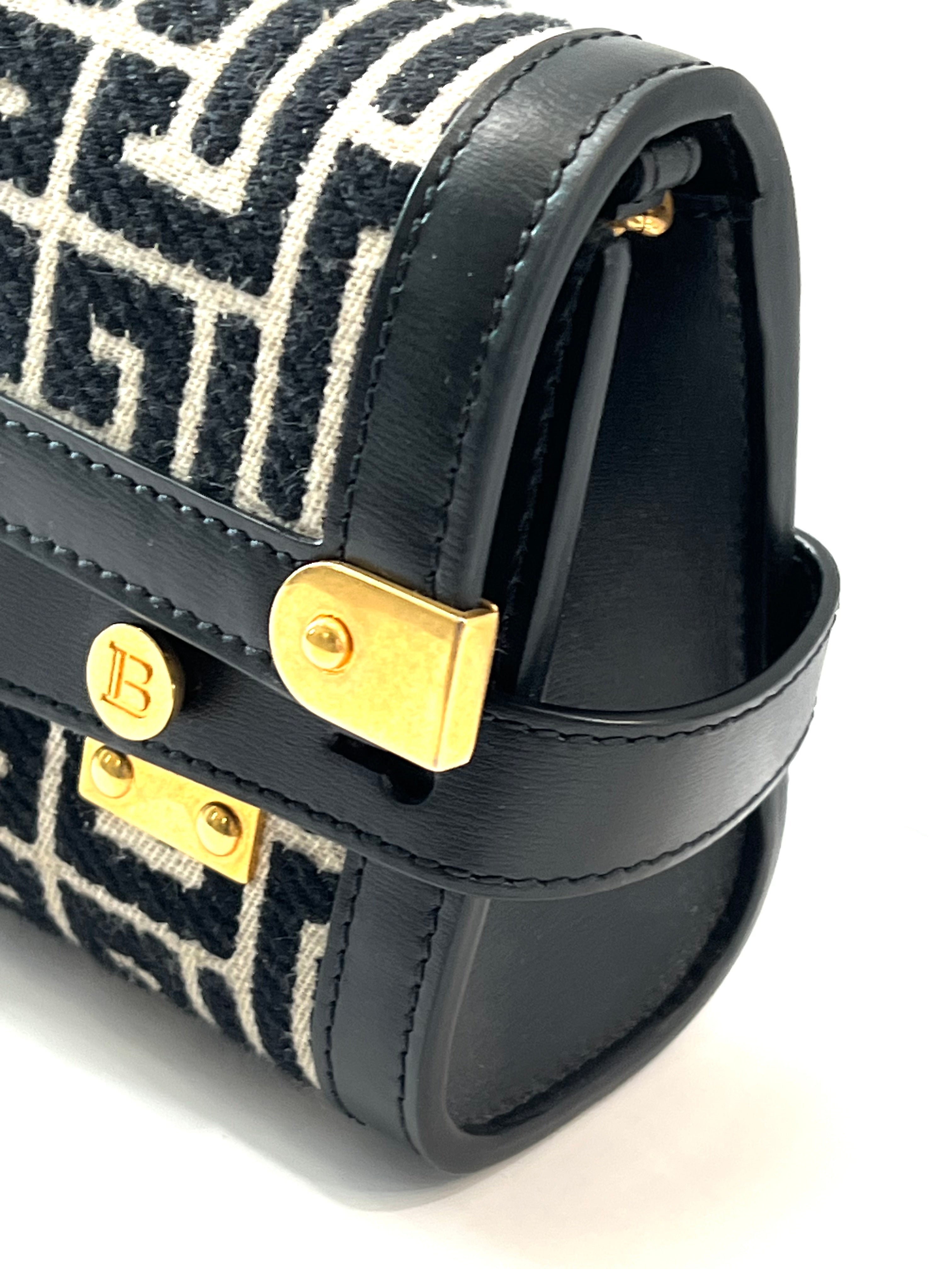BALMAIN B-BUZZ 23 SMALL JACQUARD CROSSBODY BAG