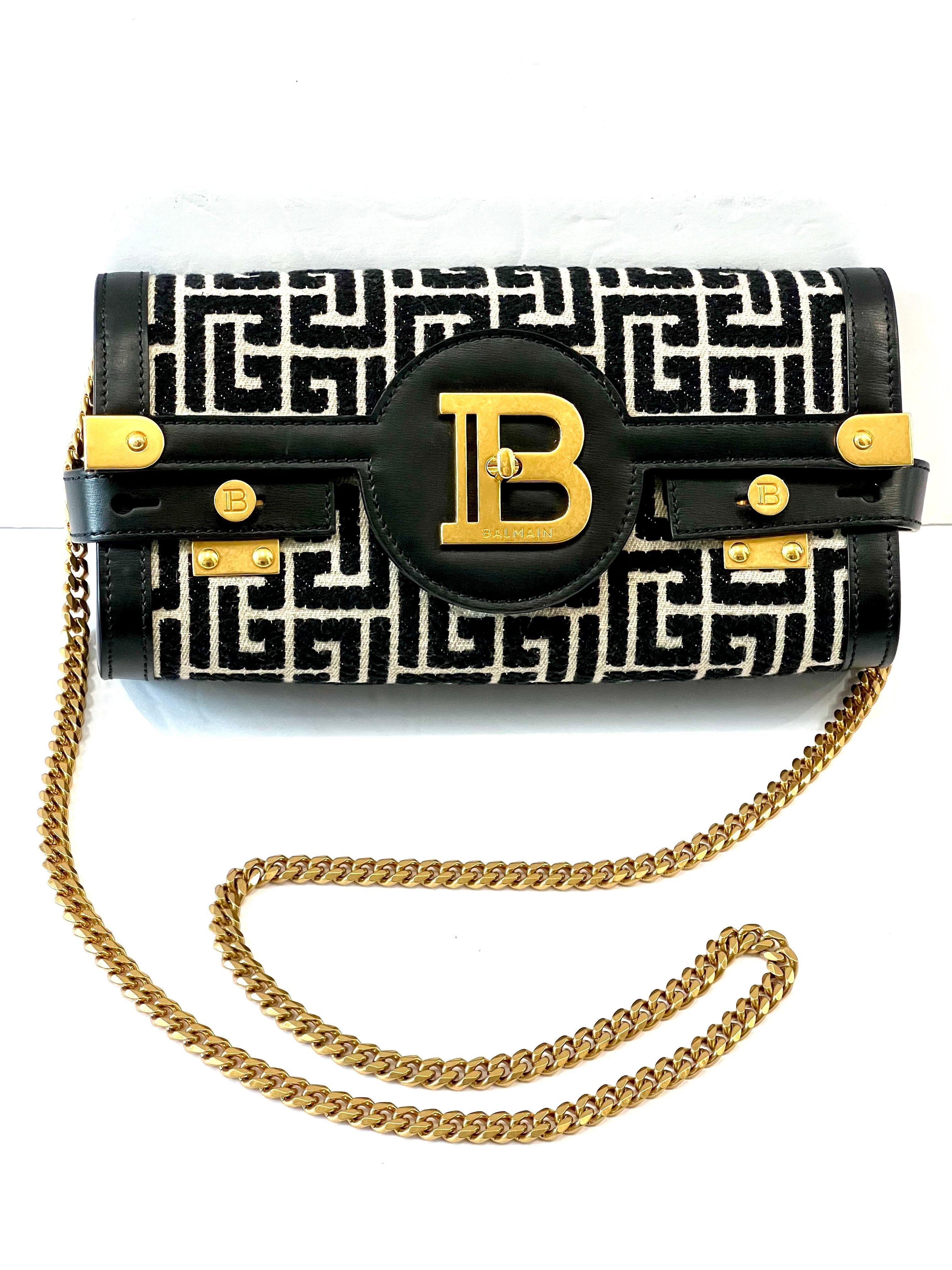 BALMAIN B-BUZZ 23 SMALL JACQUARD CROSSBODY BAG