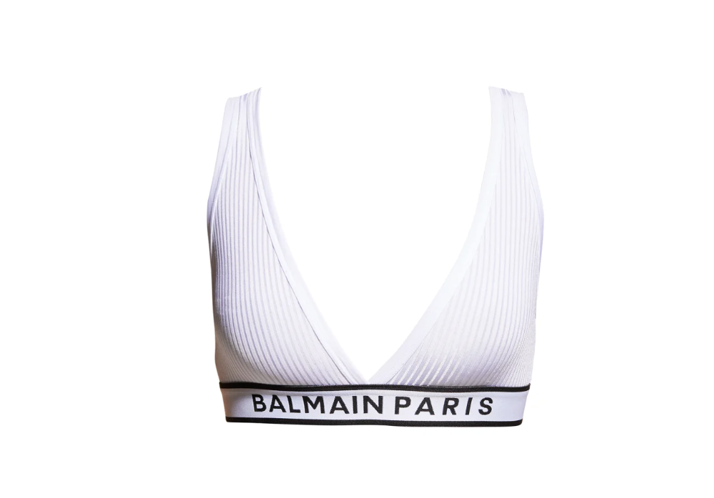 BALMAIN RIBBED MICROFIBER TRIANGLE BRA
